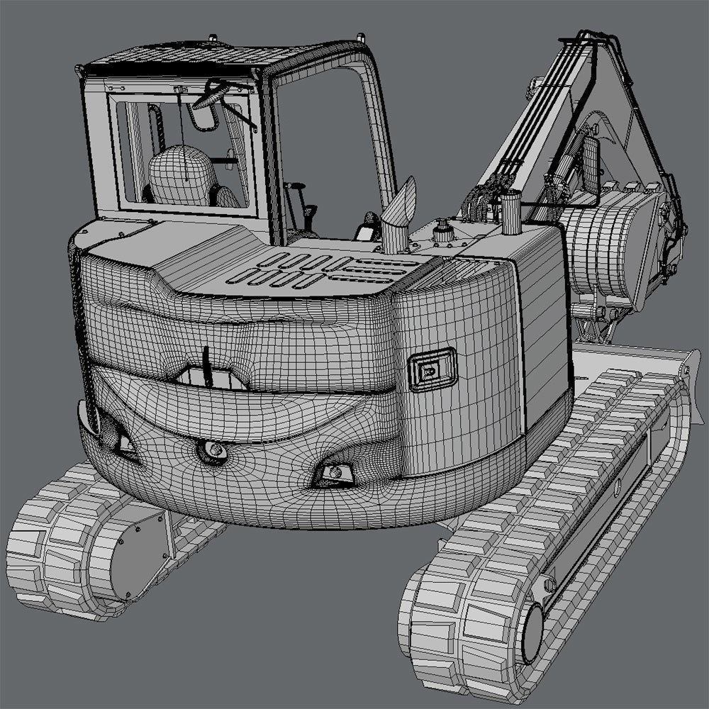 Hitachi ZX85USB Compact Excavator 3D Model – High Poly PBR Asset, FBX - View 7