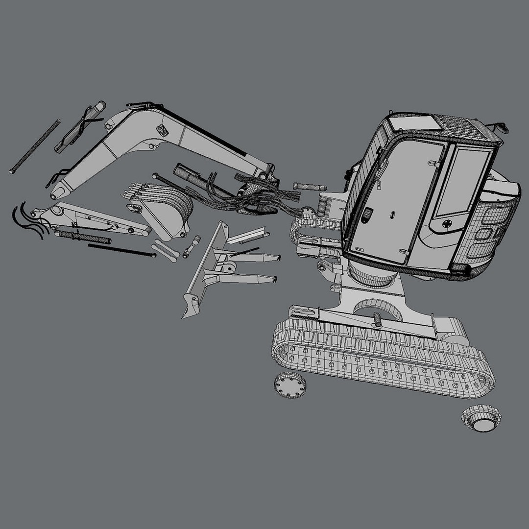Hitachi ZX85USB Compact Excavator 3D Model – High Poly PBR Asset, FBX - View 8