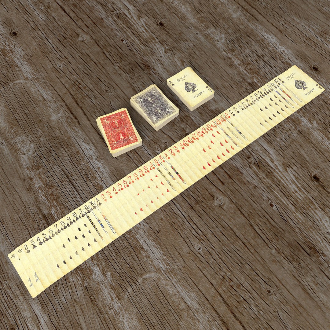 Old Faded Poker Card Deck 3D Model – Low Poly Game Asset, FBX - View 10