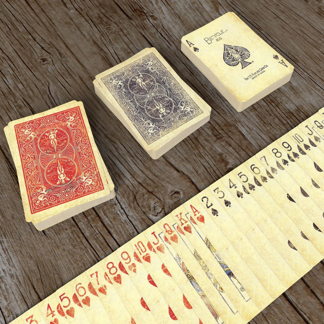 Old Faded Poker Card Deck 3D Model – Low Poly Game Asset, FBX - View 3