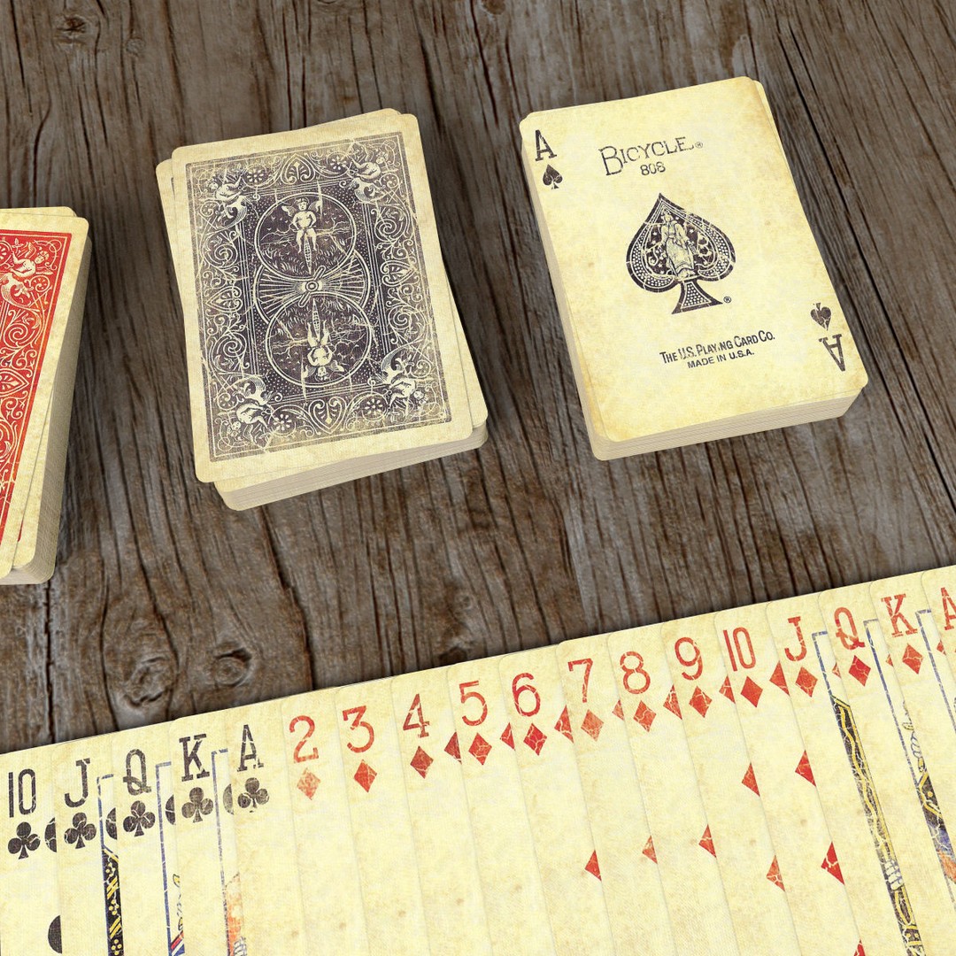 Old Faded Poker Card Deck 3D Model – Low Poly Game Asset, FBX - View 4