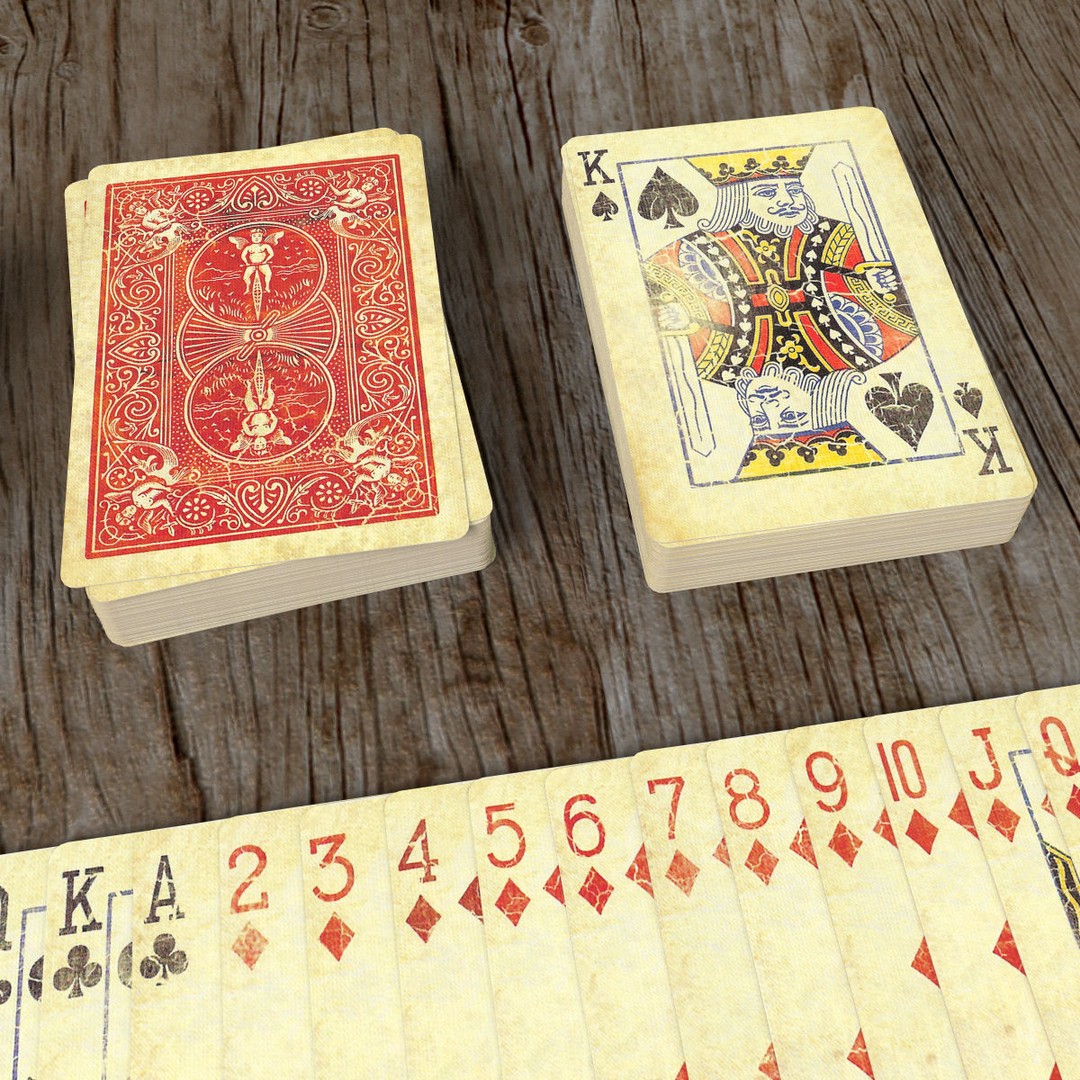Old Faded Poker Card Deck 3D Model – Low Poly Game Asset, FBX - View 5