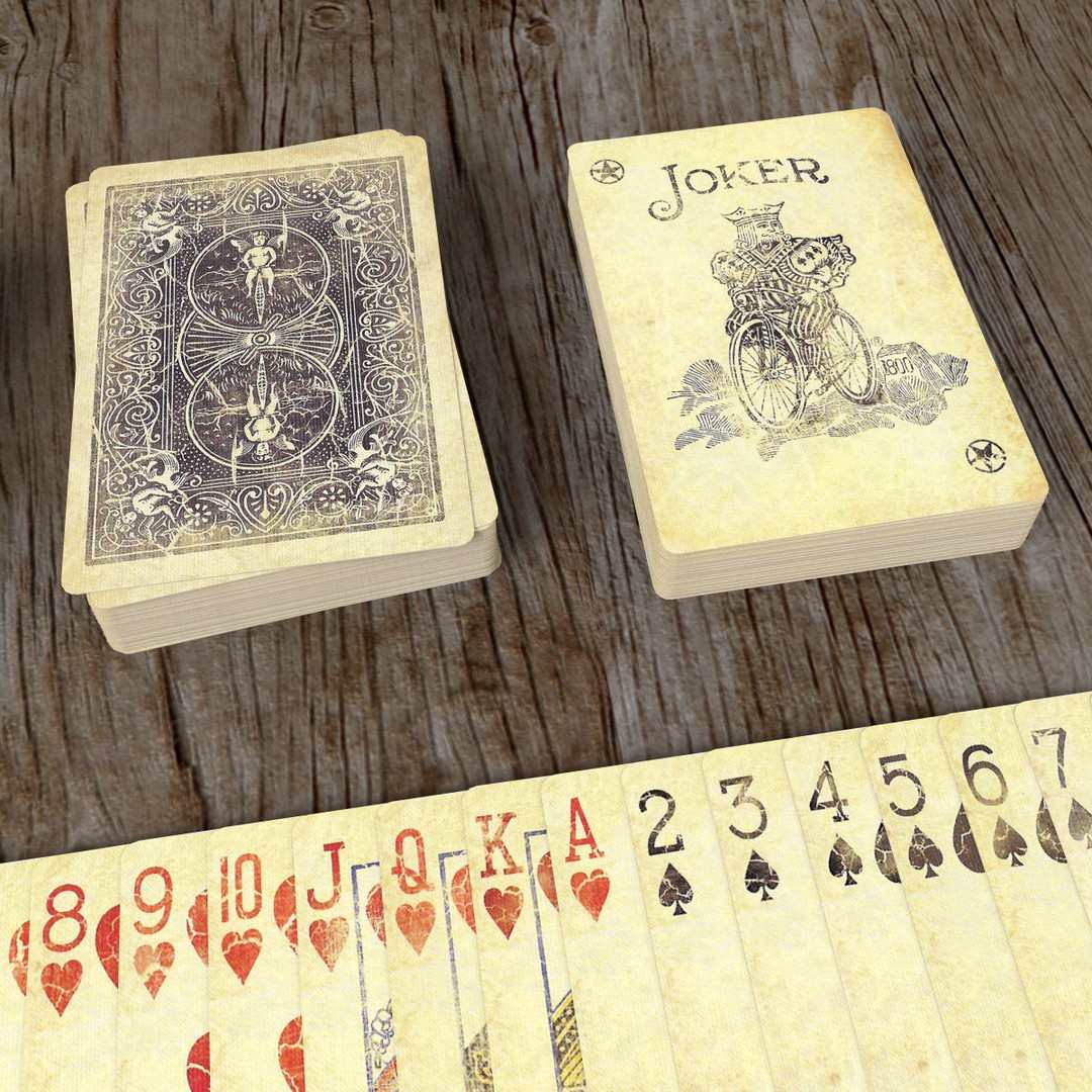 Old Faded Poker Card Deck 3D Model – Low Poly Game Asset, FBX - View 6