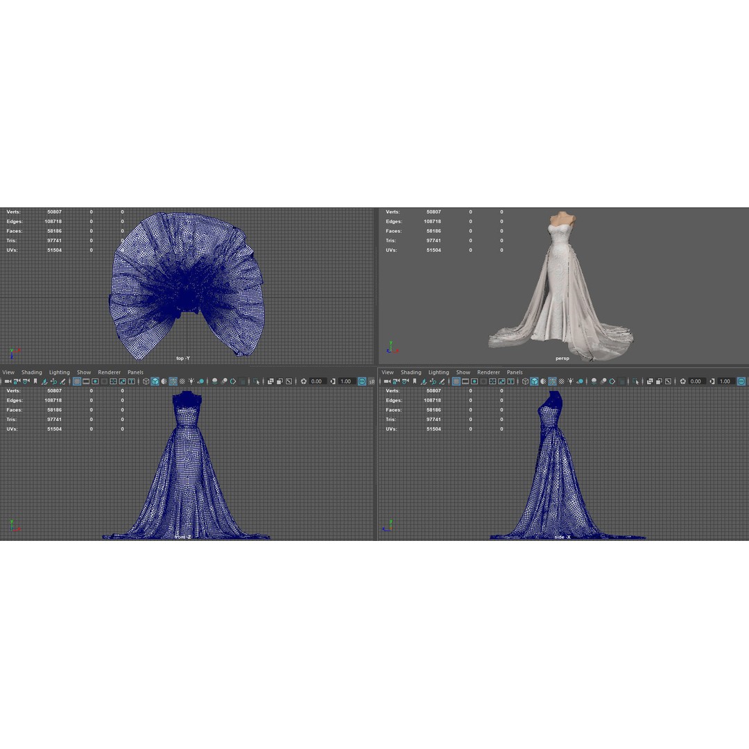 Wedding Dress 3D Model – Elegant Female Garment, PBR Textures, FBX