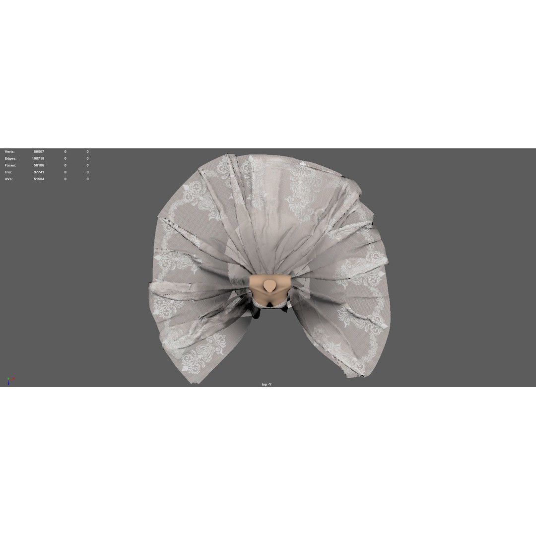 Wedding Dress 3D Model – Elegant Female Garment, PBR Textures, FBX - View 10