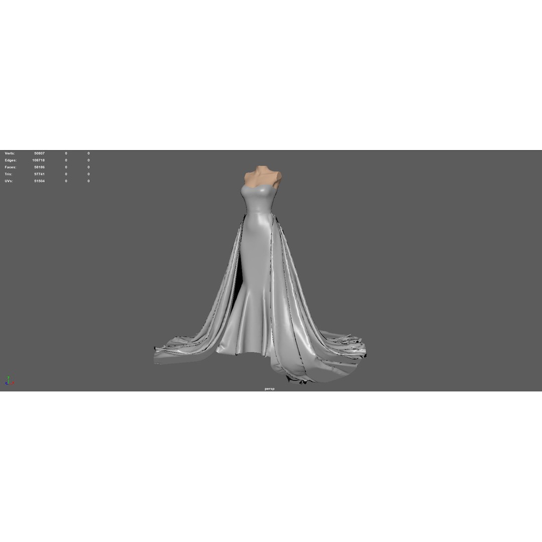 Wedding Dress 3D Model – Elegant Female Garment, PBR Textures, FBX - View 12
