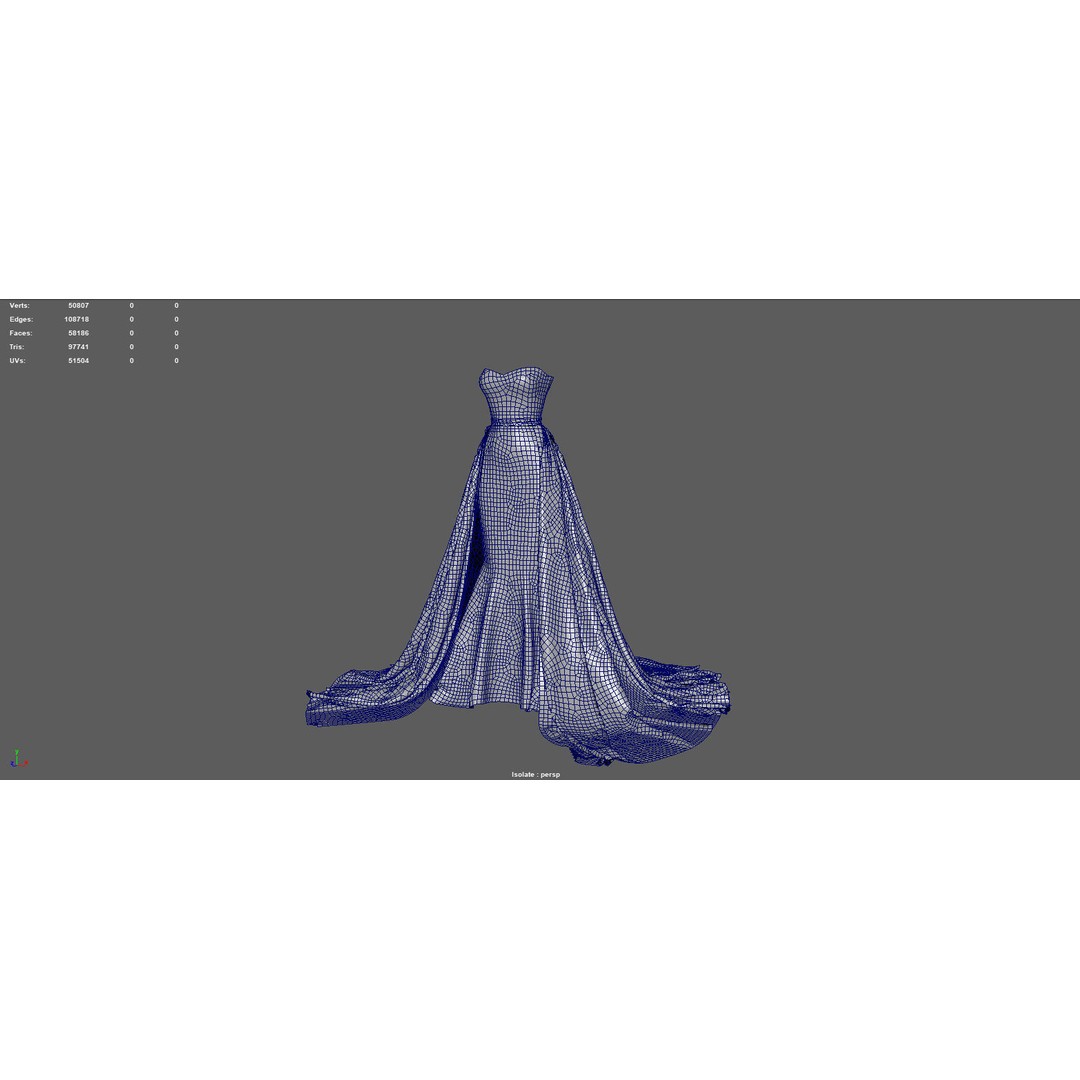 Wedding Dress 3D Model – Elegant Female Garment, PBR Textures, FBX - View 13