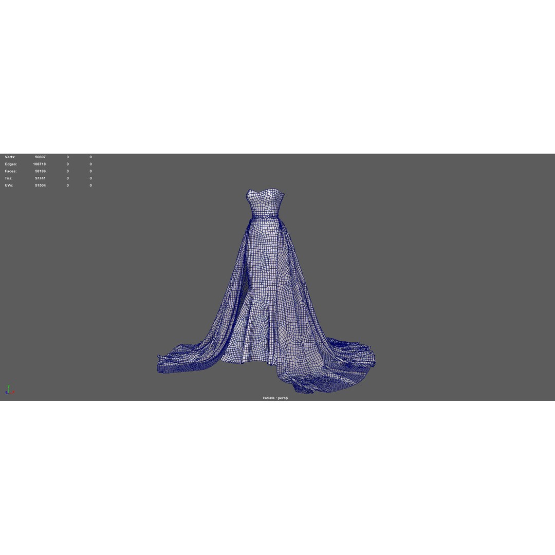 Wedding Dress 3D Model – Elegant Female Garment, PBR Textures, FBX - View 14