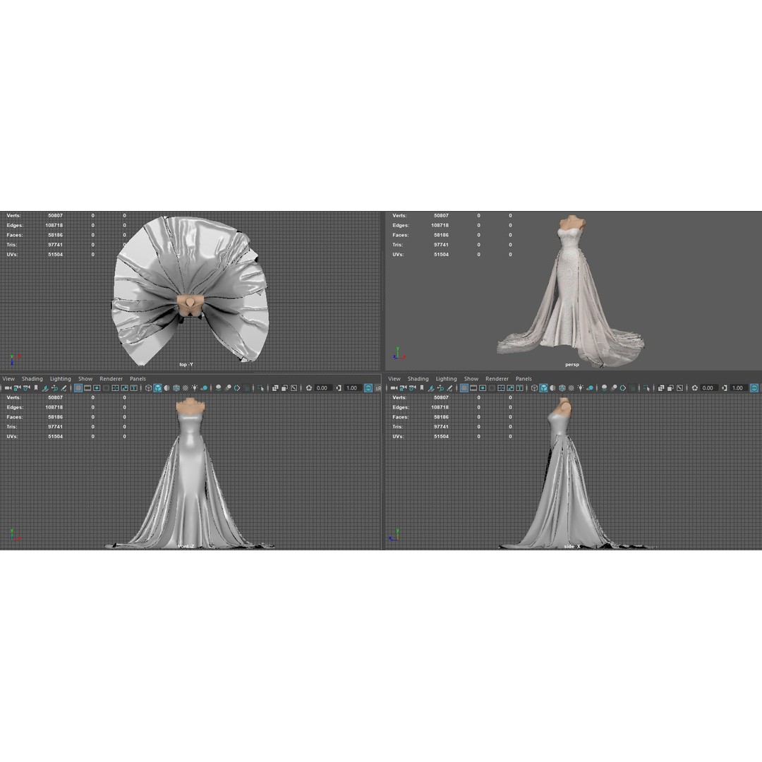 Wedding Dress 3D Model – Elegant Female Garment, PBR Textures, FBX - View 16