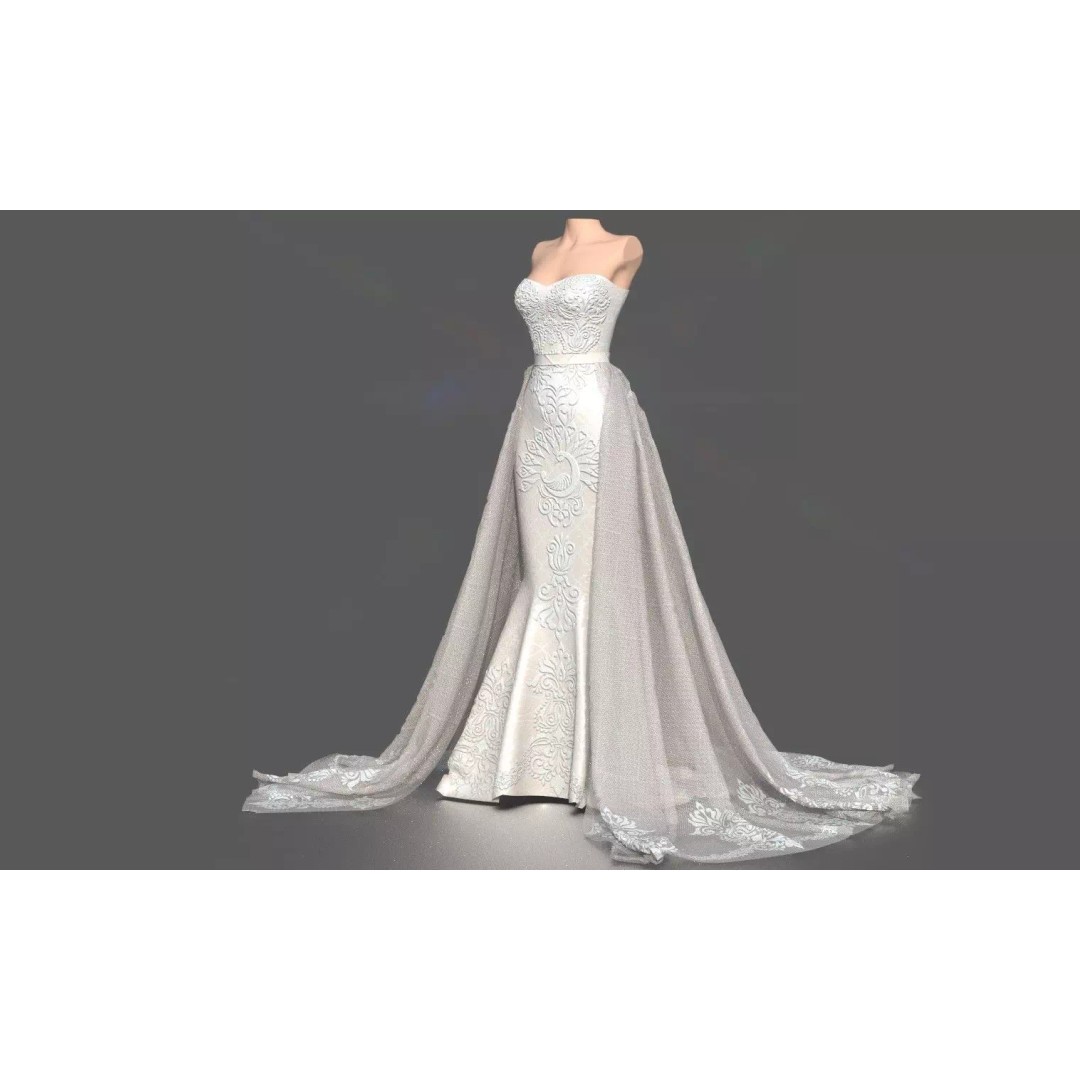 Wedding Dress 3D Model – Elegant Female Garment, PBR Textures, FBX - View 2