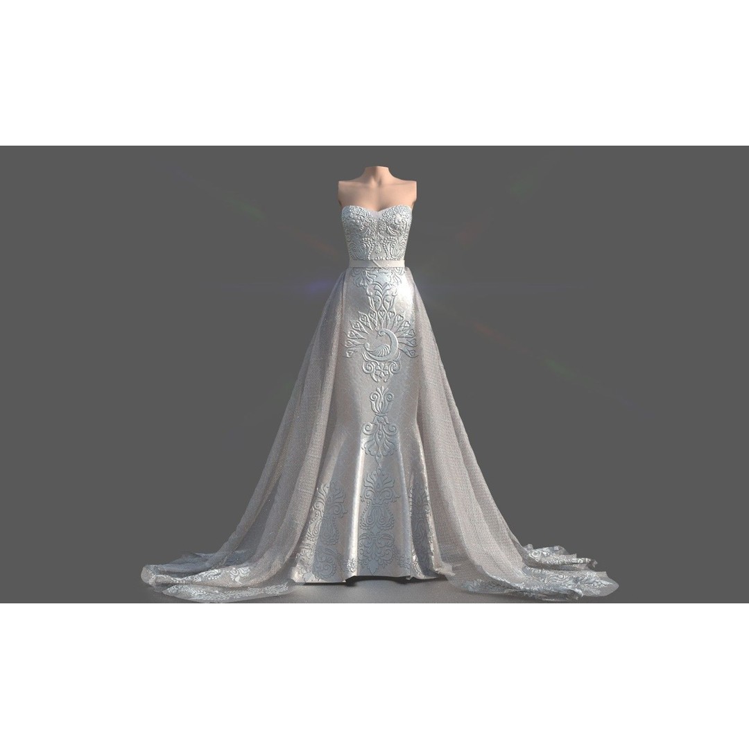 Wedding Dress 3D Model – Elegant Female Garment, PBR Textures, FBX - View 3