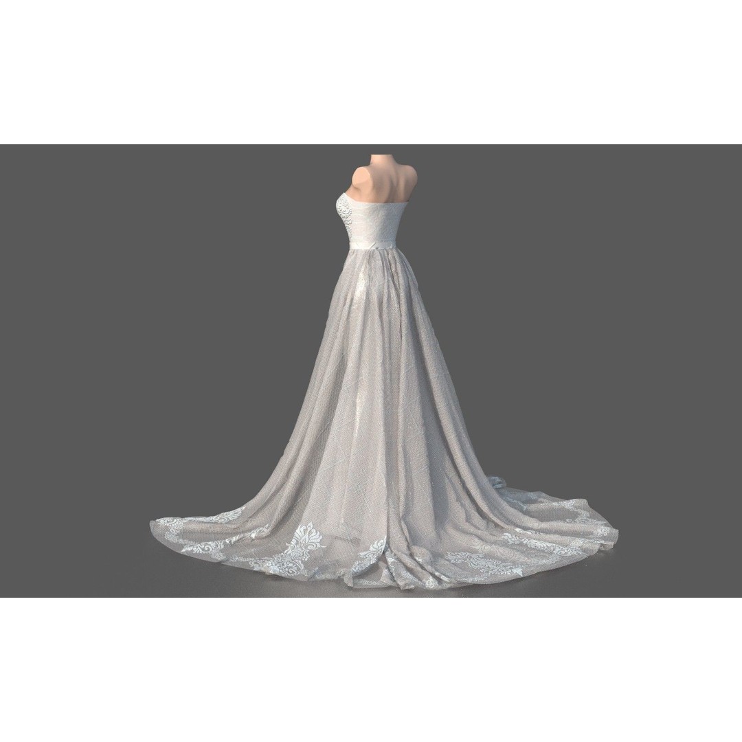 Wedding Dress 3D Model – Elegant Female Garment, PBR Textures, FBX - View 4