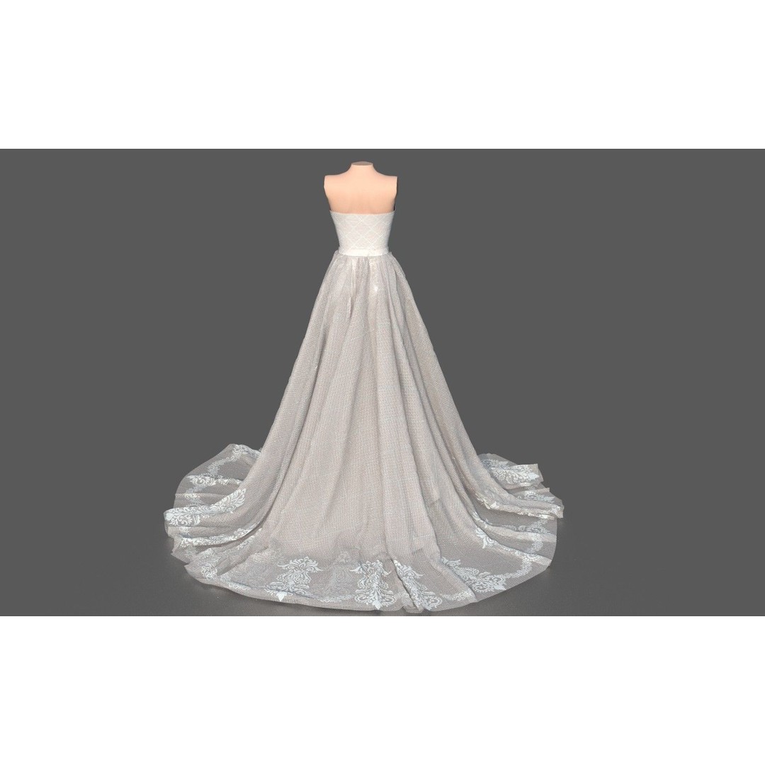 Wedding Dress 3D Model – Elegant Female Garment, PBR Textures, FBX - View 5