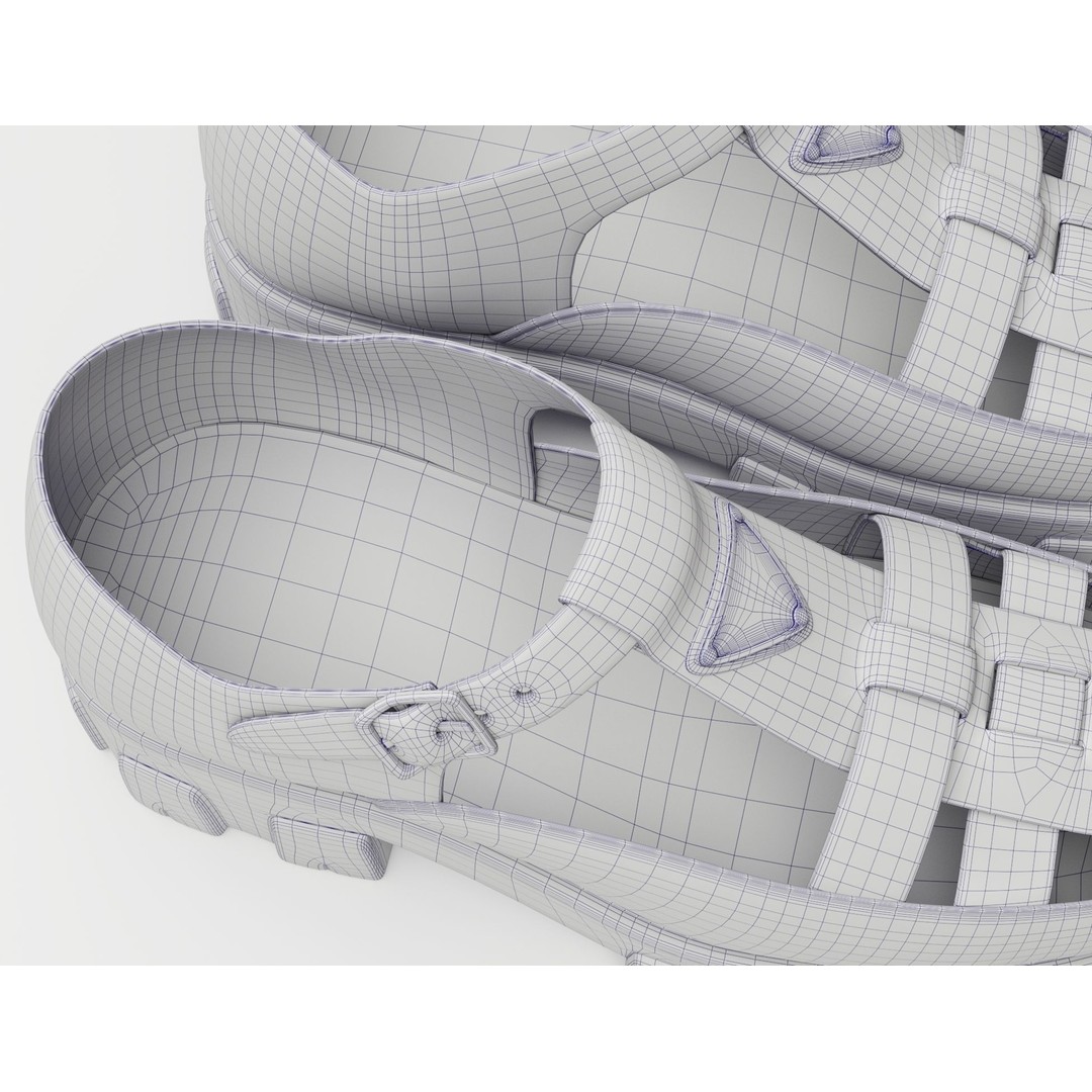 Chunky Sandals 3D Model – Low Poly Game-Ready Footwear, FBX, OBJ - View 16