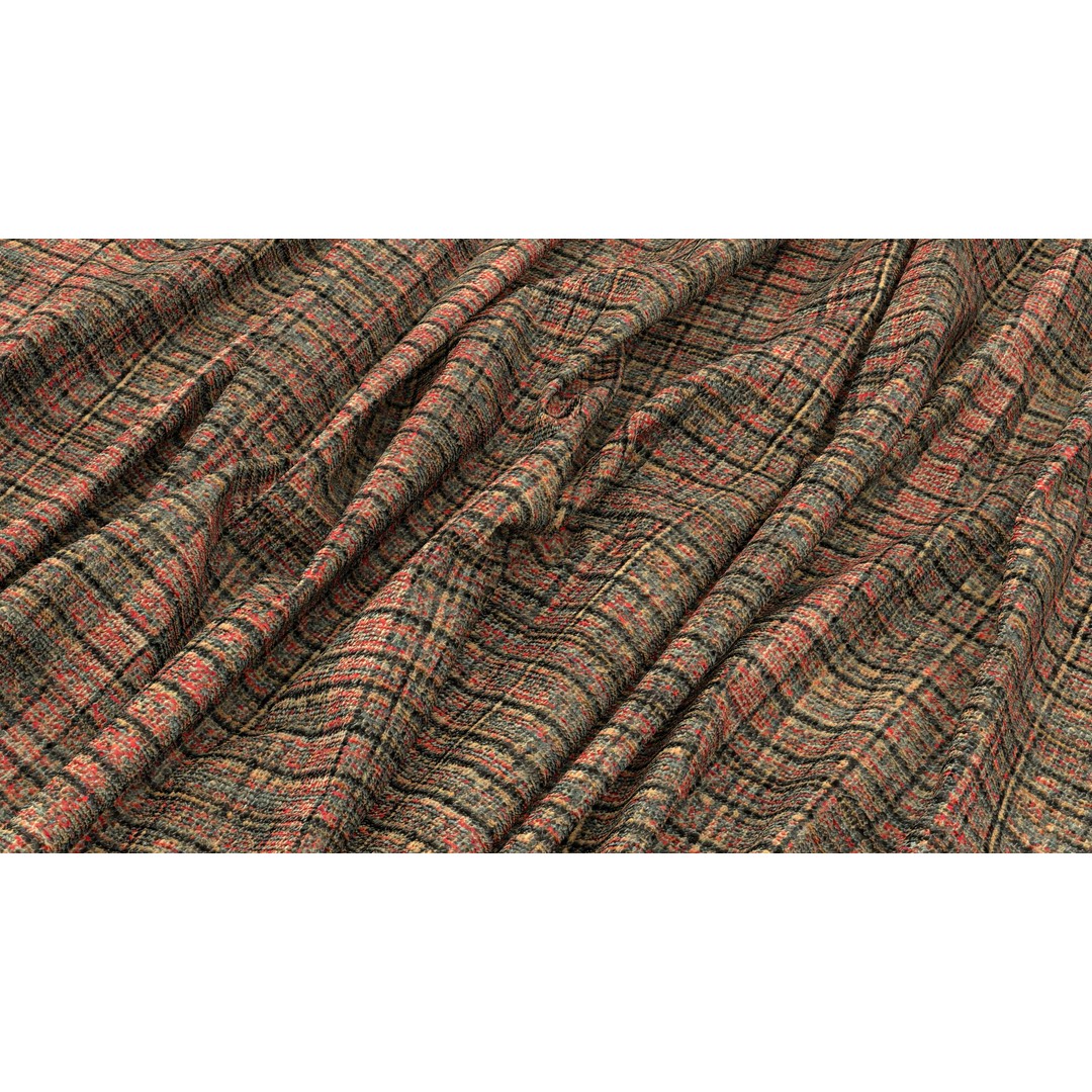 Plaid Fabric 3D Model – 4K Seamless PBR Textures for Design - View 10