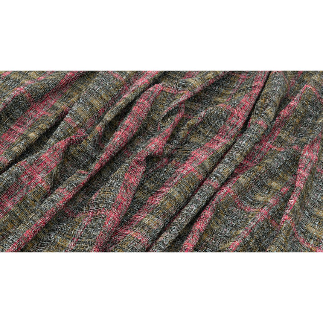 Plaid Fabric 3D Model – 4K Seamless PBR Textures for Design - View 12