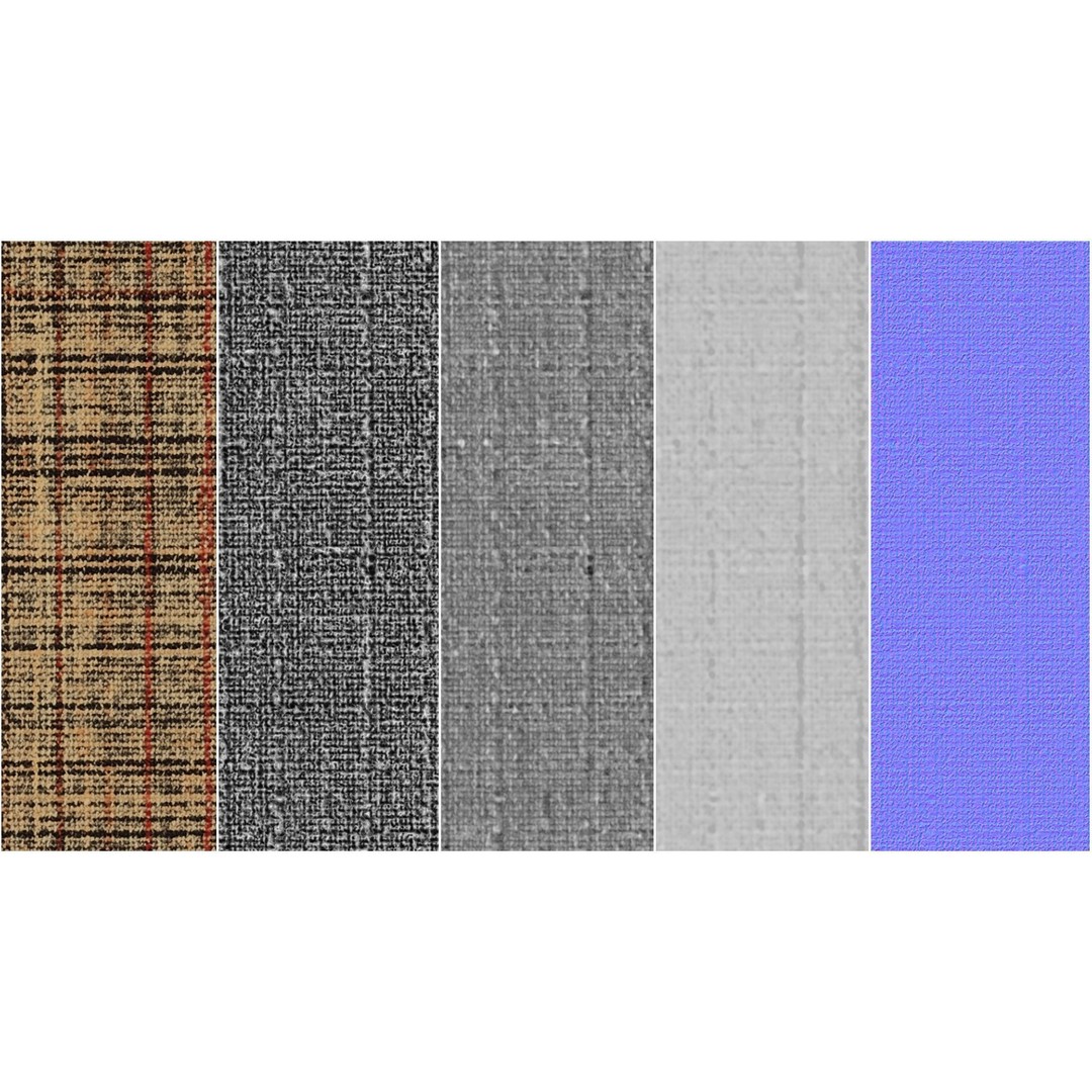 Plaid Fabric 3D Model – 4K Seamless PBR Textures for Design - View 3