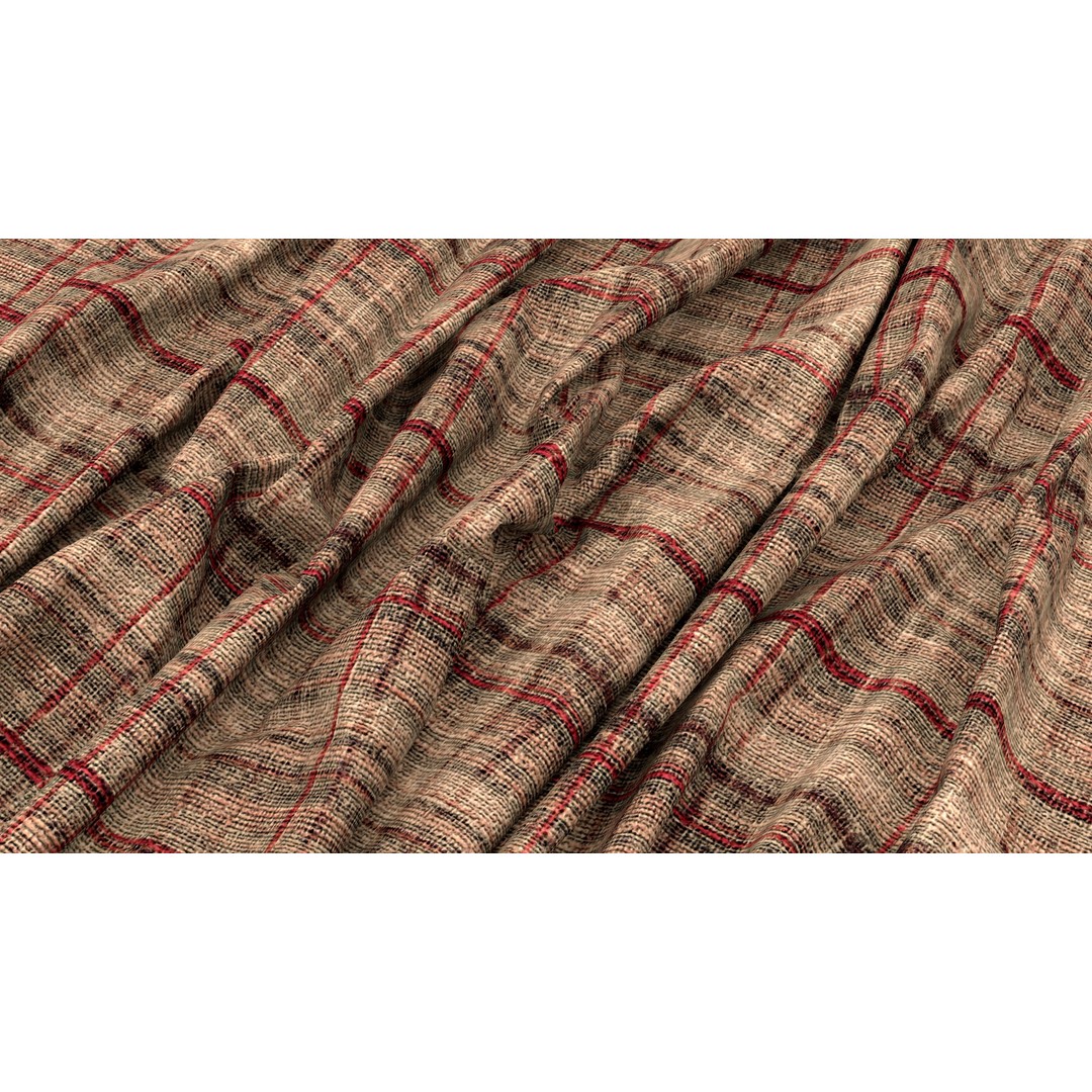 Plaid Fabric 3D Model – 4K Seamless PBR Textures for Design - View 4