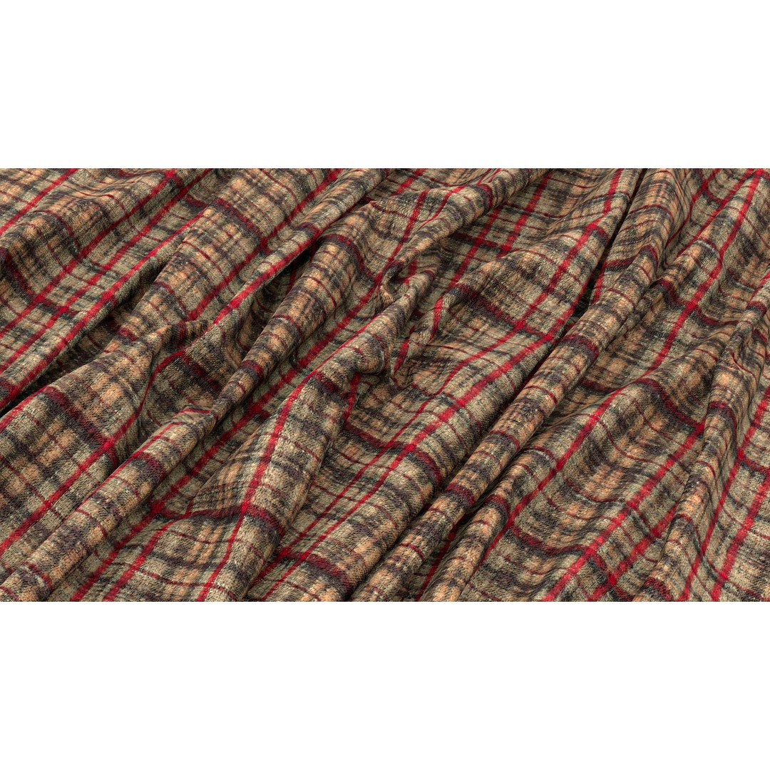 Plaid Fabric 3D Model – 4K Seamless PBR Textures for Design - View 5