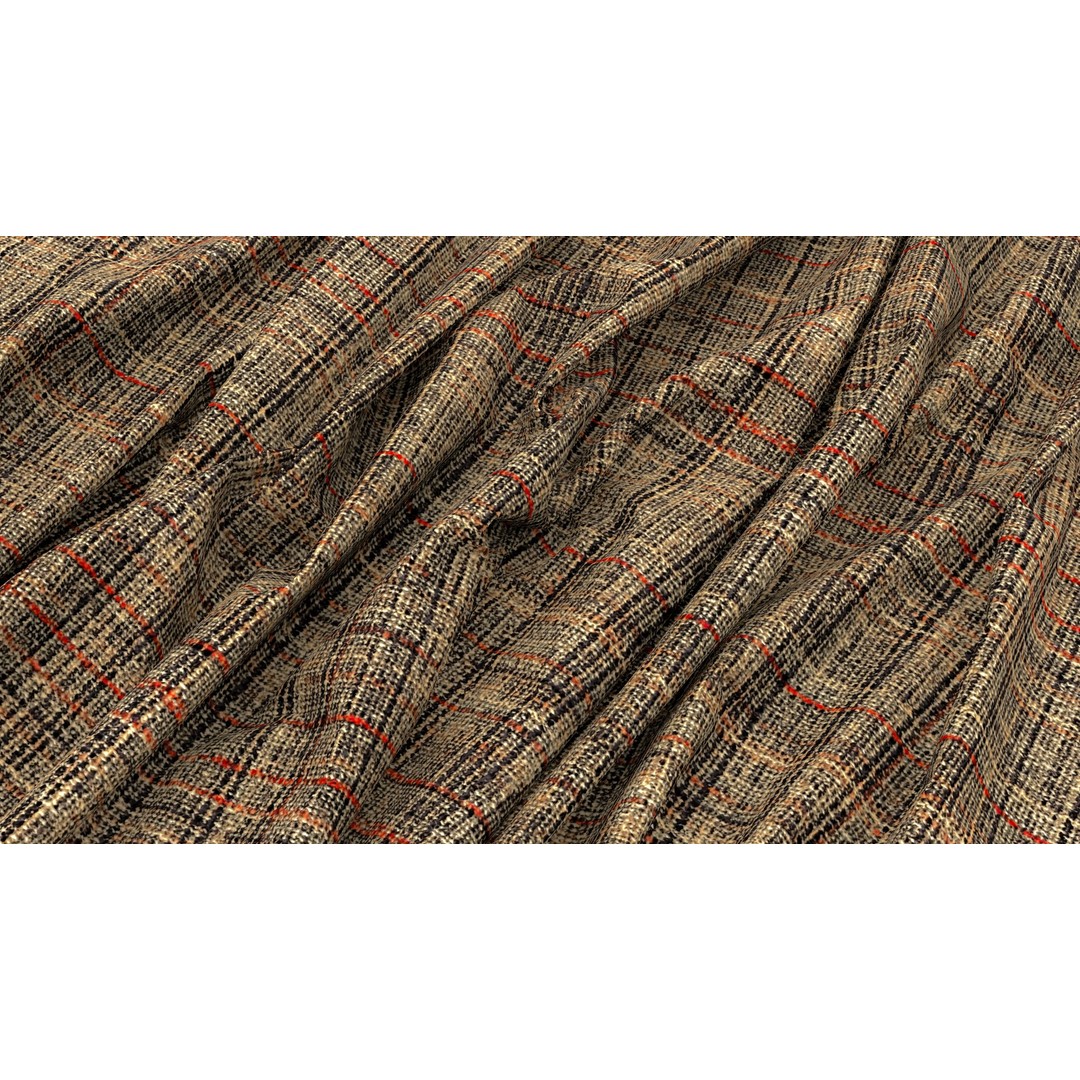 Plaid Fabric 3D Model – 4K Seamless PBR Textures for Design - View 6