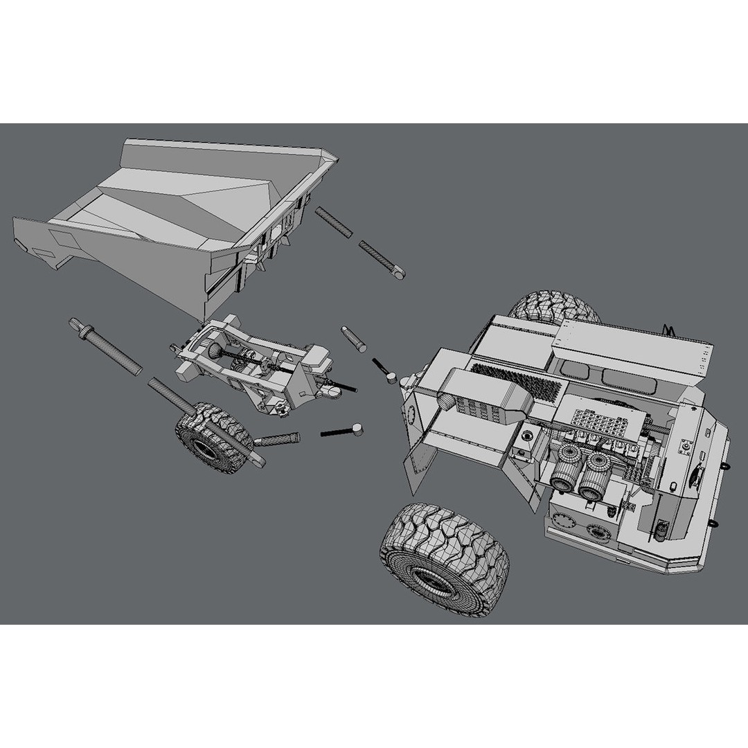 Underground Mining Truck 3D Model – High Poly PBR Asset, FBX - View 9