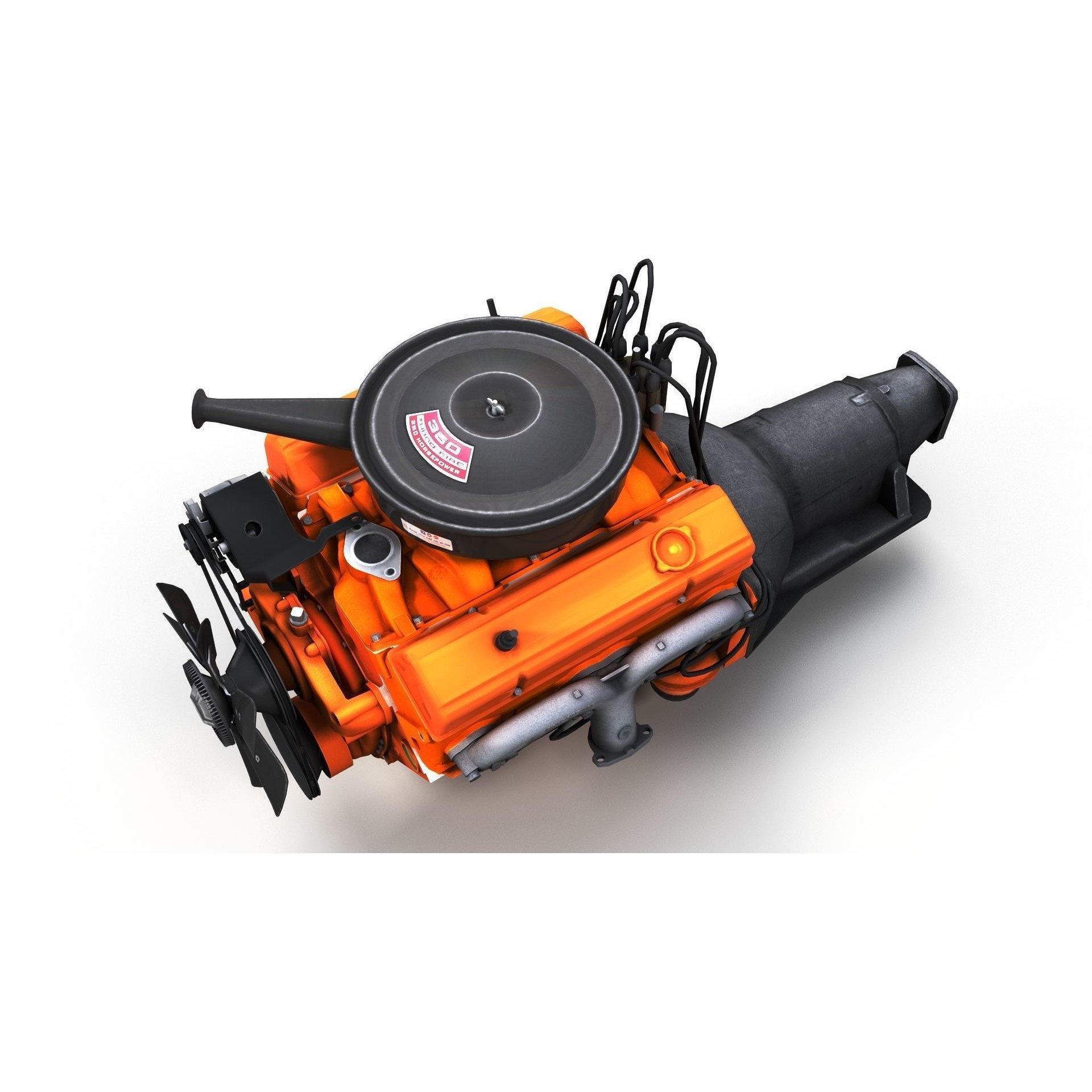 V8 HotRod Engine - Low-Poly Game-Ready 3D Model - View 11