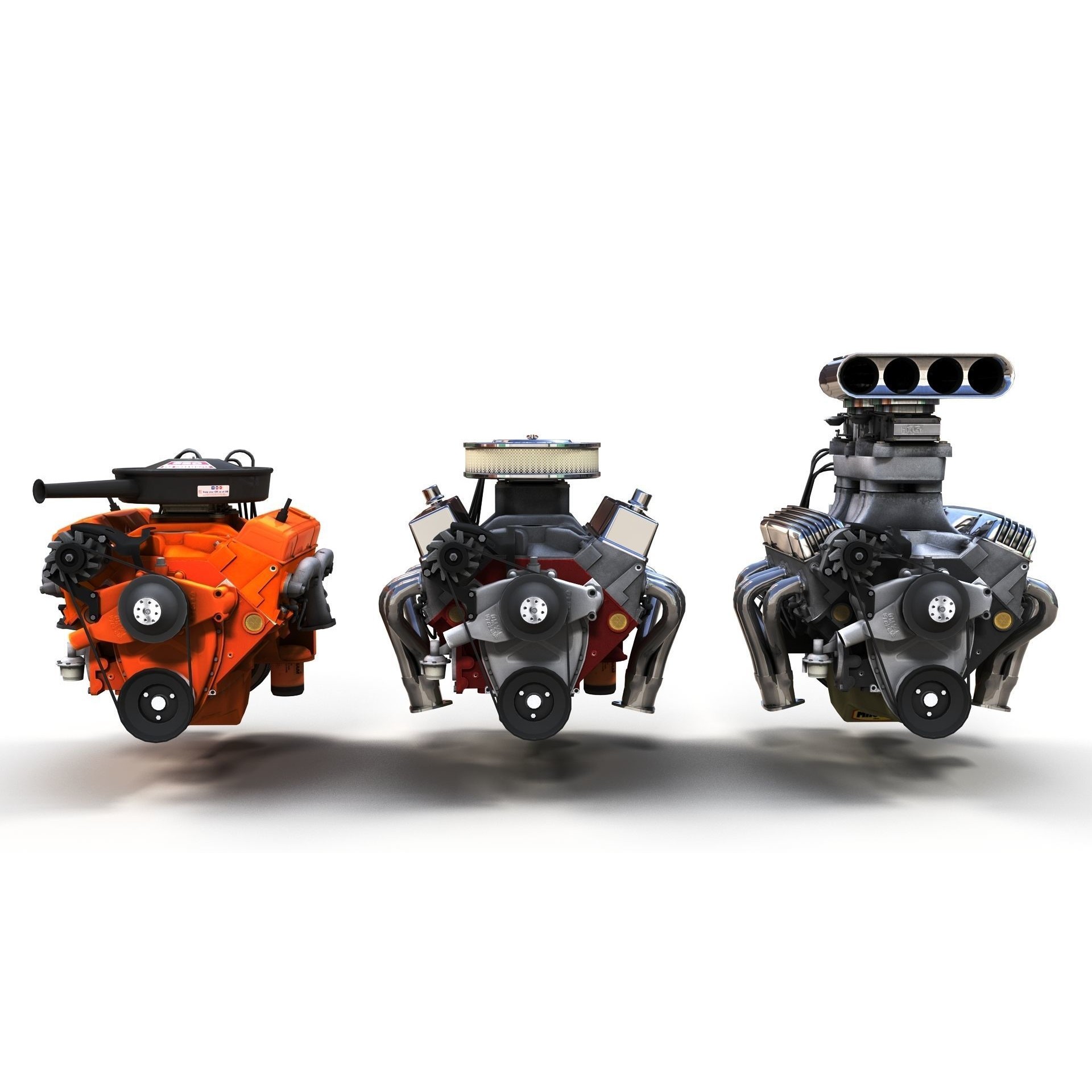 V8 HotRod Engine - Low-Poly Game-Ready 3D Model - View 12