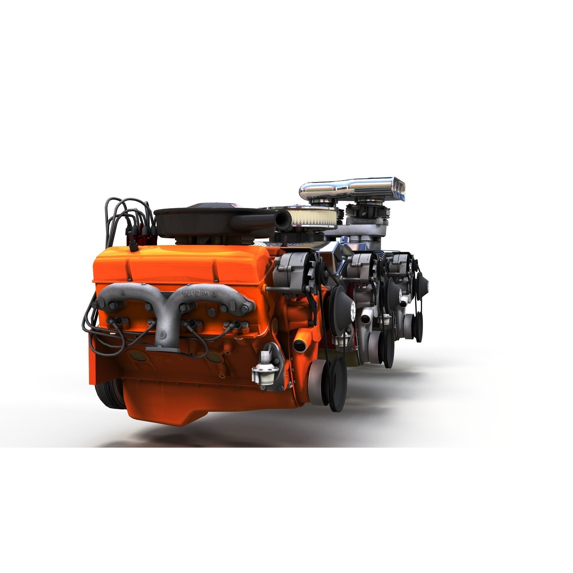 V8 HotRod Engine - Low-Poly Game-Ready 3D Model - View 13