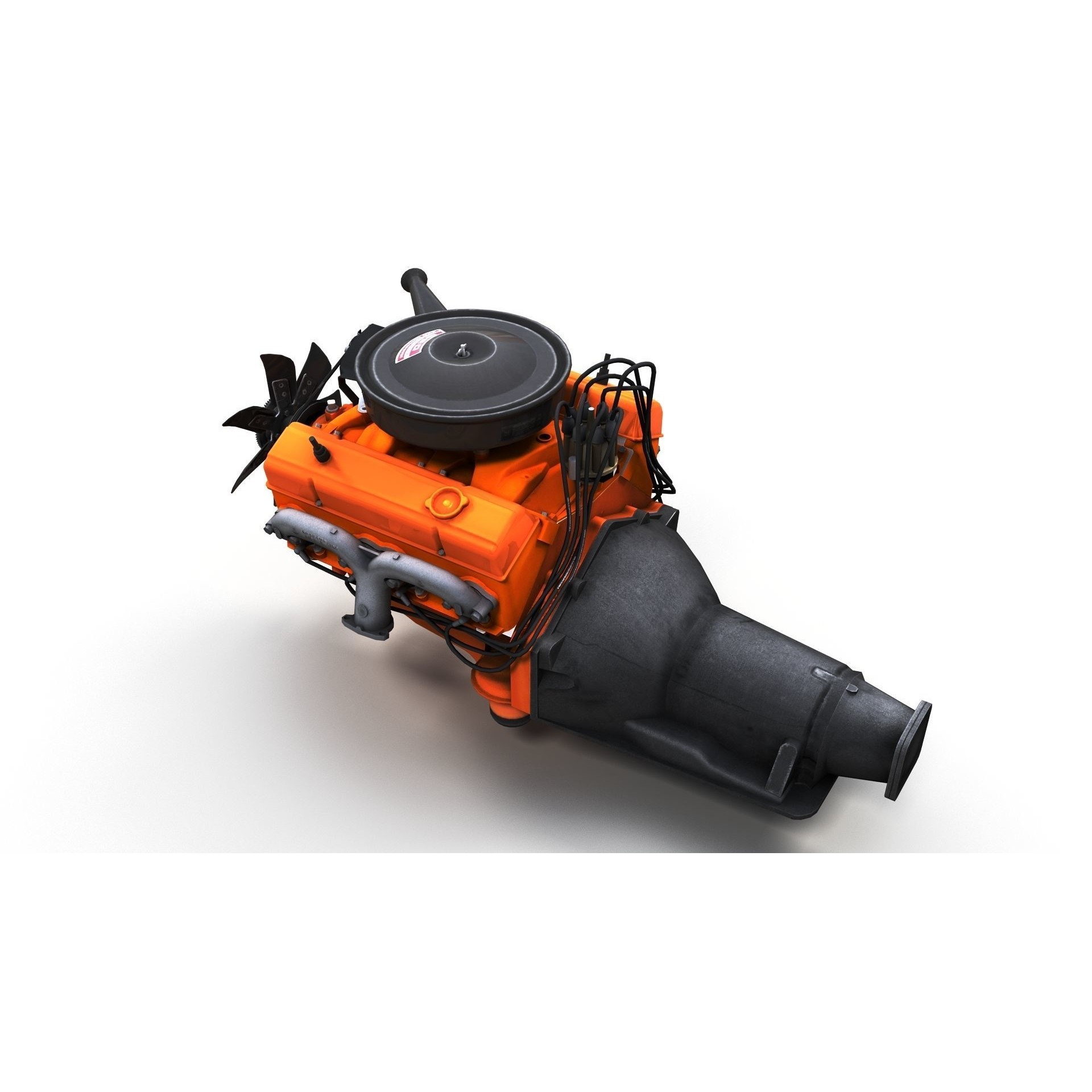 V8 HotRod Engine - Low-Poly Game-Ready 3D Model - View 14