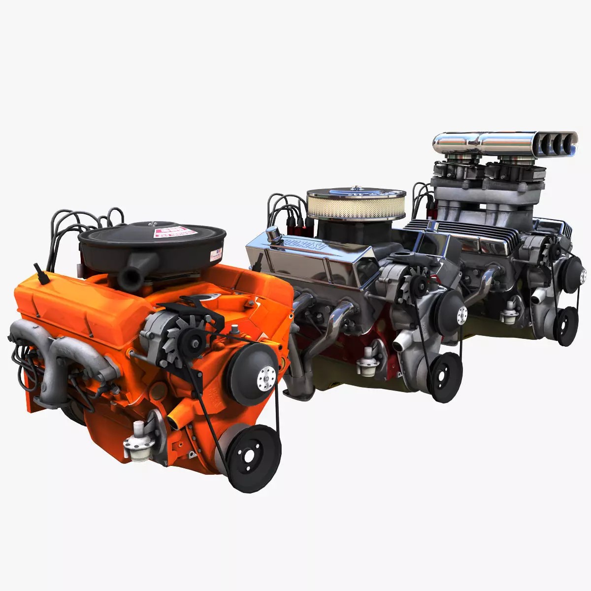 V8 HotRod Engine - Low-Poly Game-Ready 3D Model - View 2