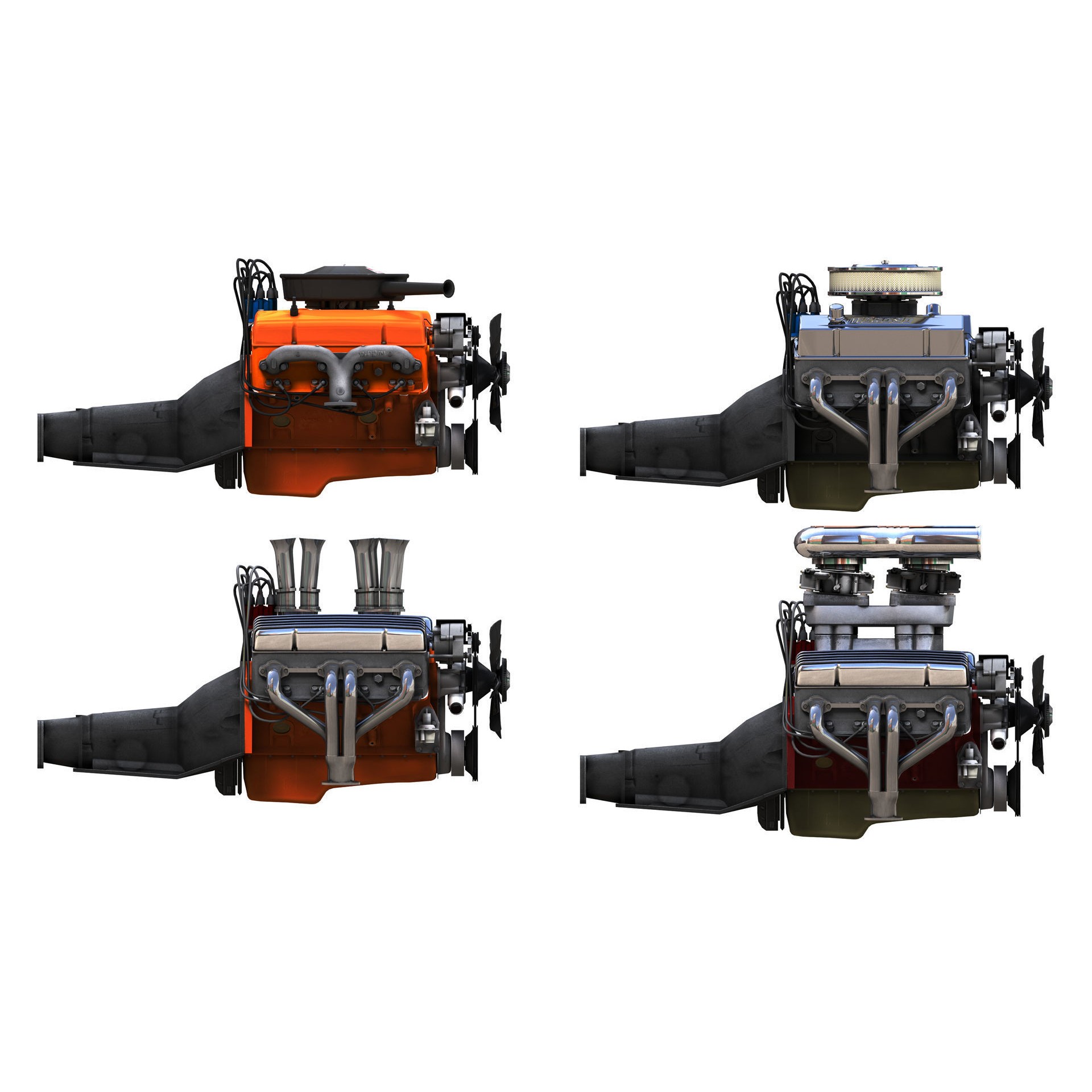 V8 HotRod Engine - Low-Poly Game-Ready 3D Model - View 3