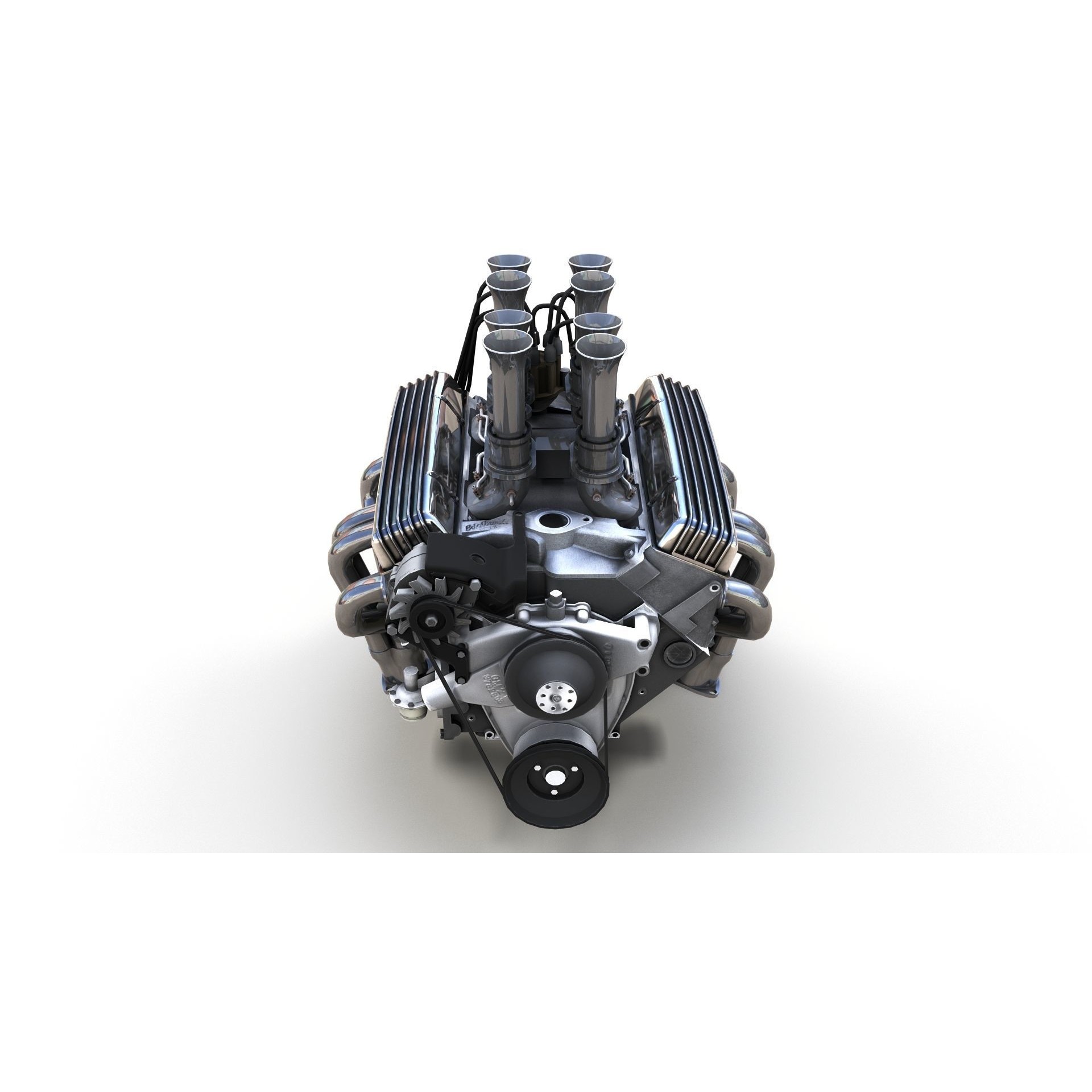 V8 HotRod Engine - Low-Poly Game-Ready 3D Model - View 30