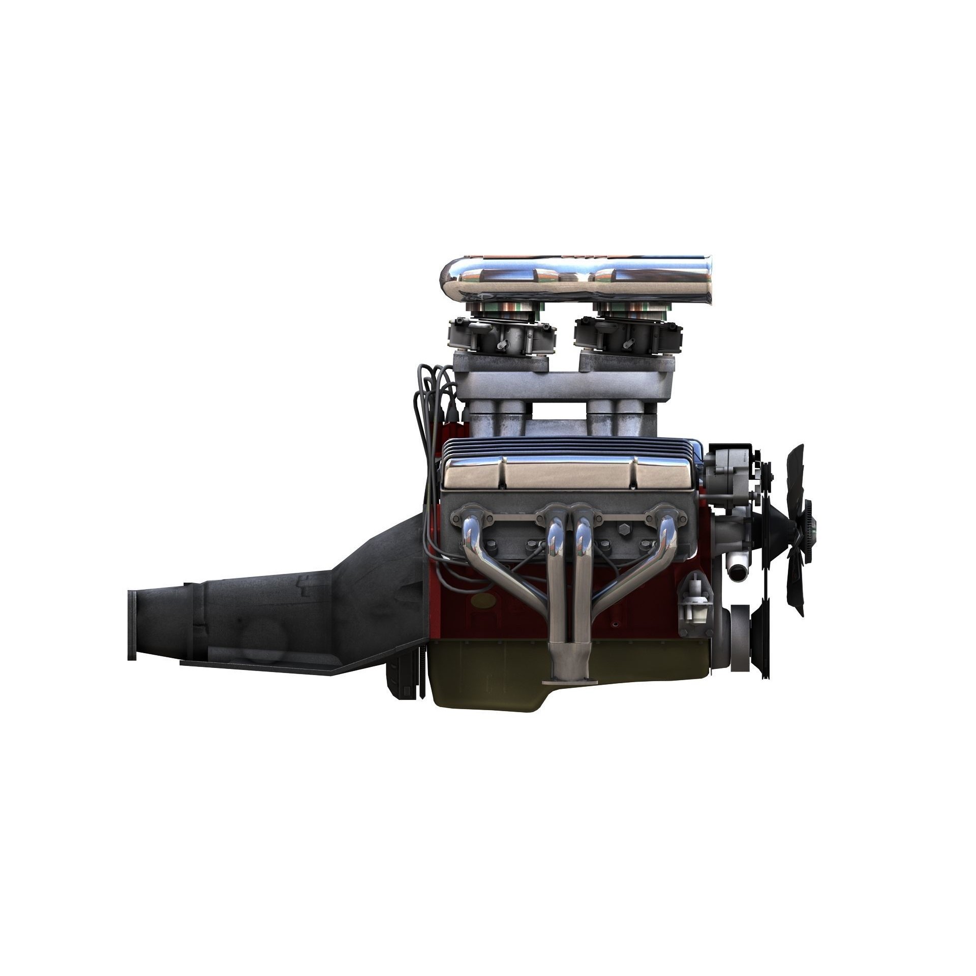 V8 HotRod Engine - Low-Poly Game-Ready 3D Model - View 38