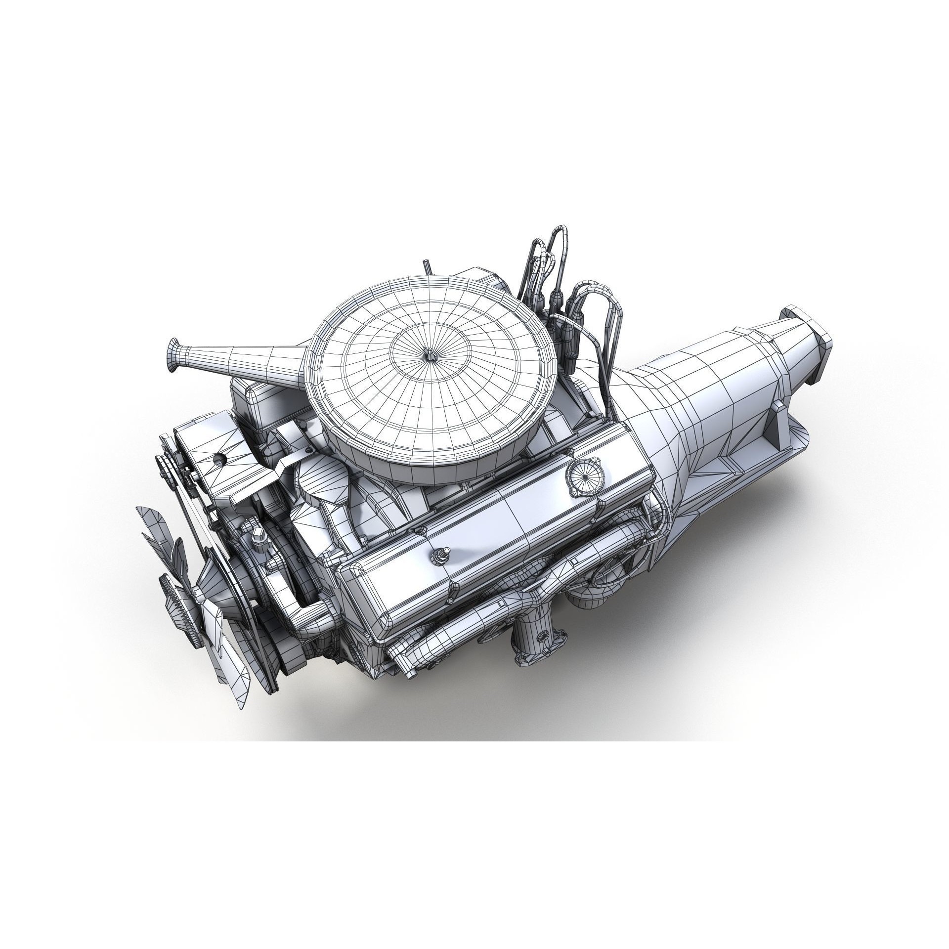 V8 HotRod Engine - Low-Poly Game-Ready 3D Model - View 42