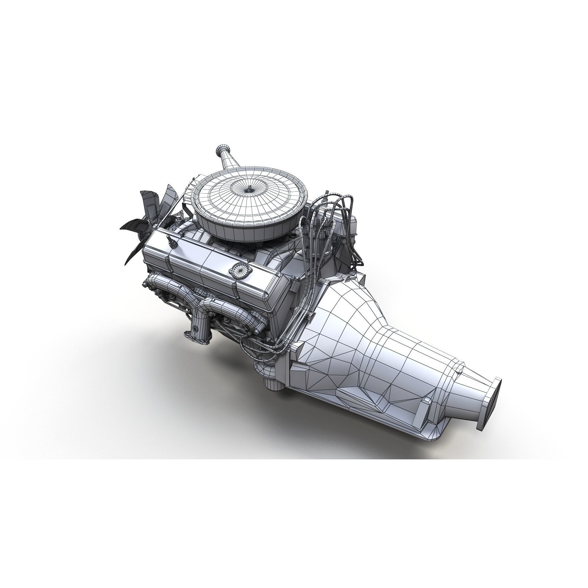 V8 HotRod Engine - Low-Poly Game-Ready 3D Model - View 43