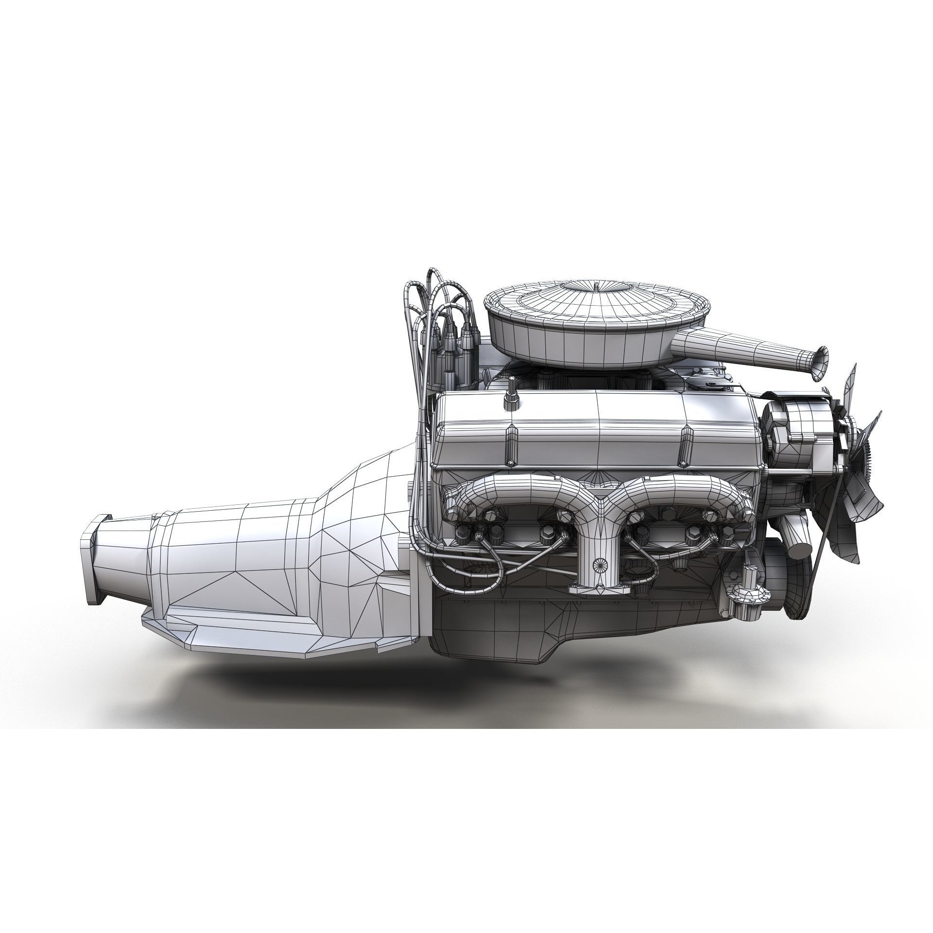 V8 HotRod Engine - Low-Poly Game-Ready 3D Model - View 44