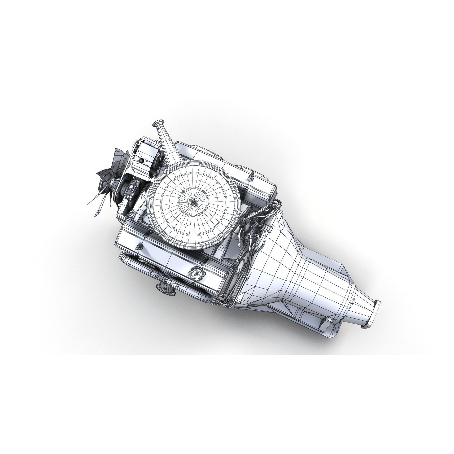 V8 HotRod Engine - Low-Poly Game-Ready 3D Model - View 45