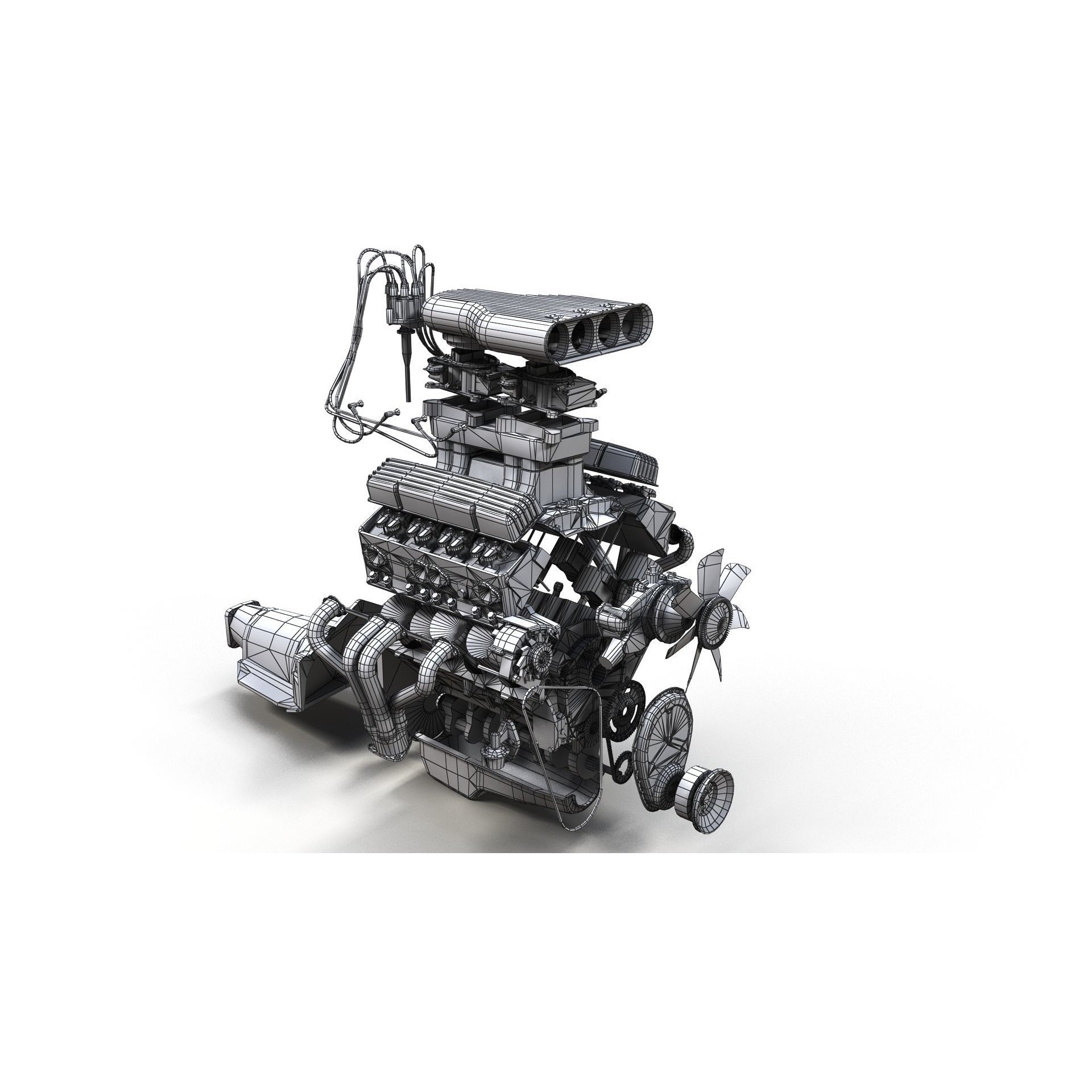 V8 HotRod Engine - Low-Poly Game-Ready 3D Model - View 48