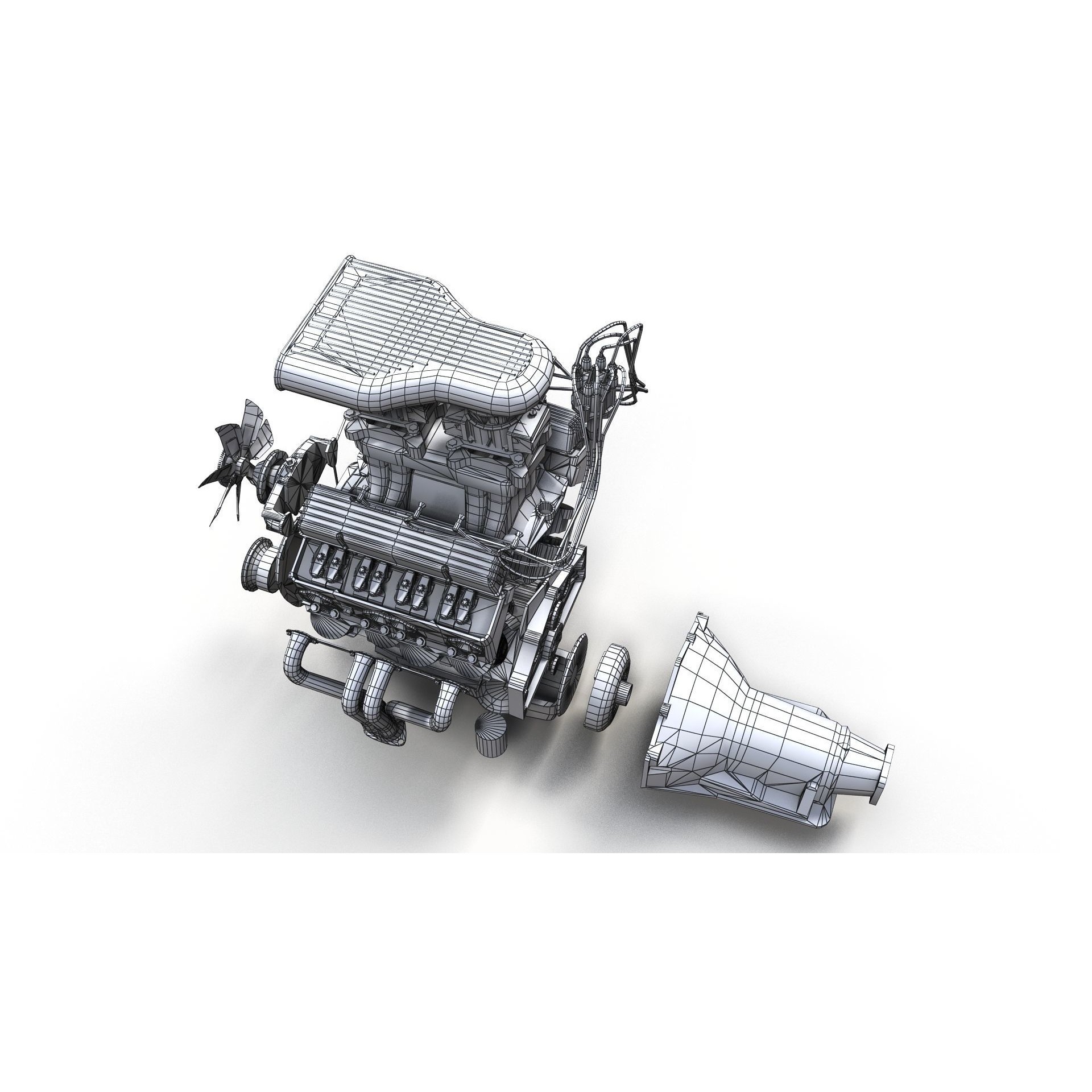 V8 HotRod Engine - Low-Poly Game-Ready 3D Model - View 49