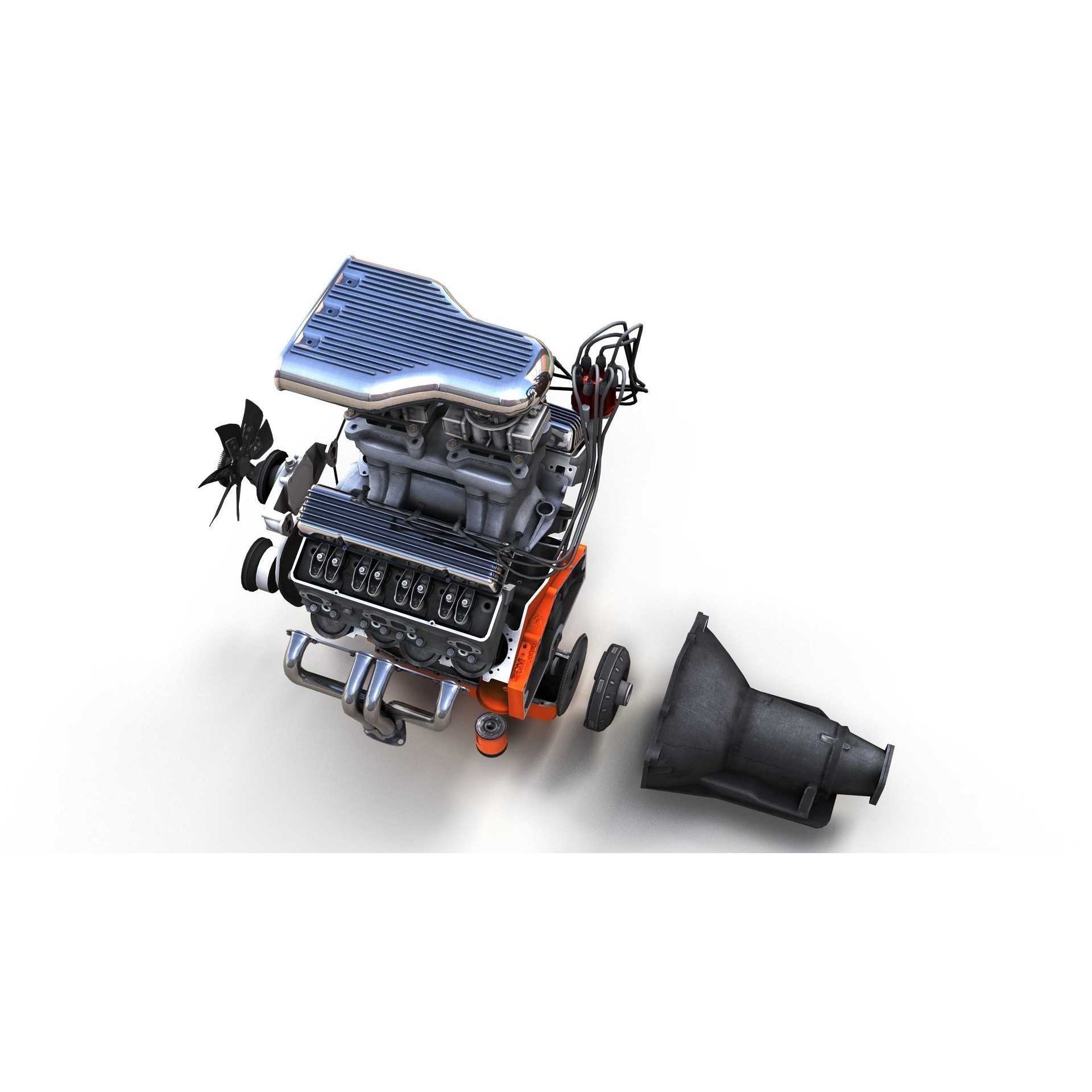 V8 HotRod Engine - Low-Poly Game-Ready 3D Model - View 5