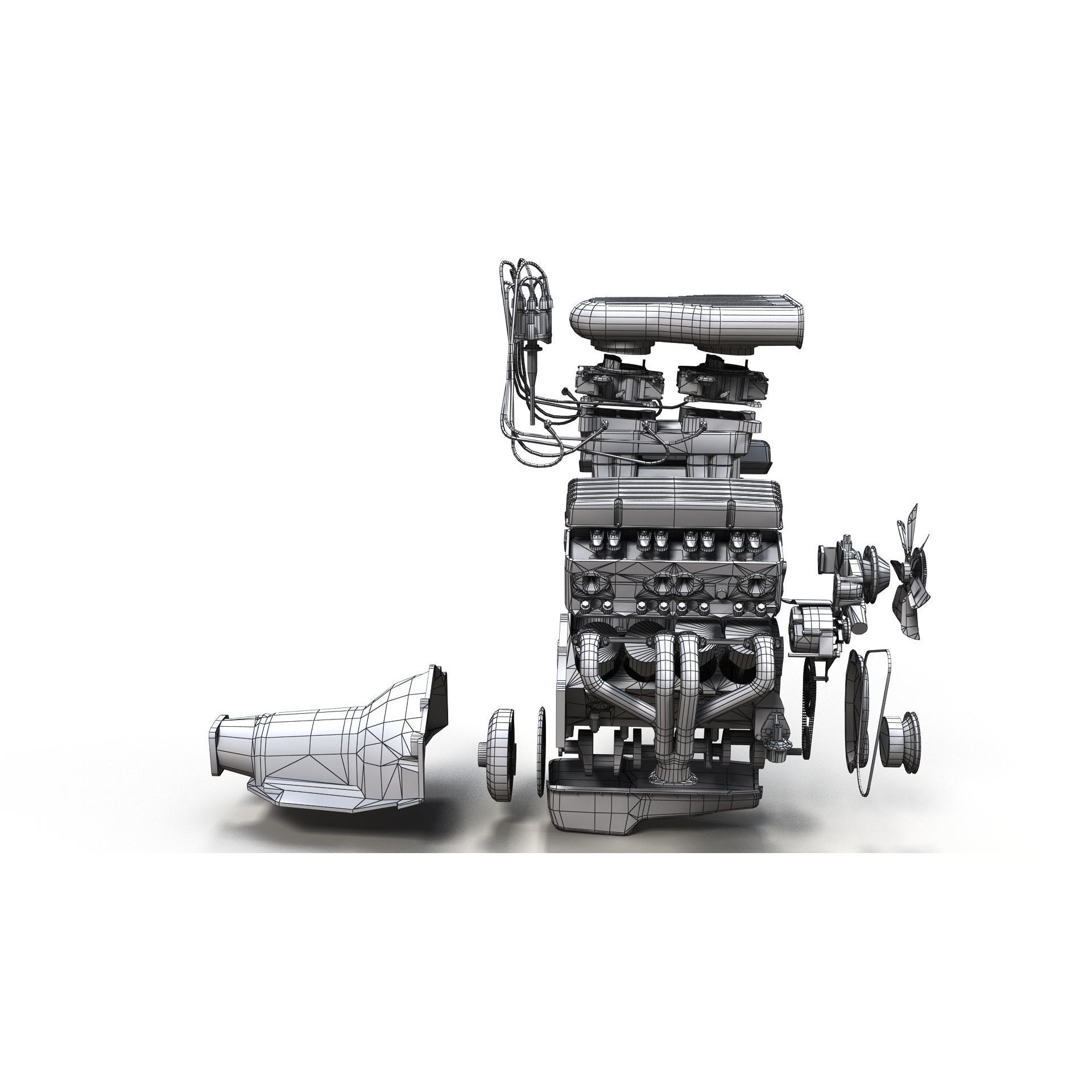 V8 HotRod Engine - Low-Poly Game-Ready 3D Model - View 50