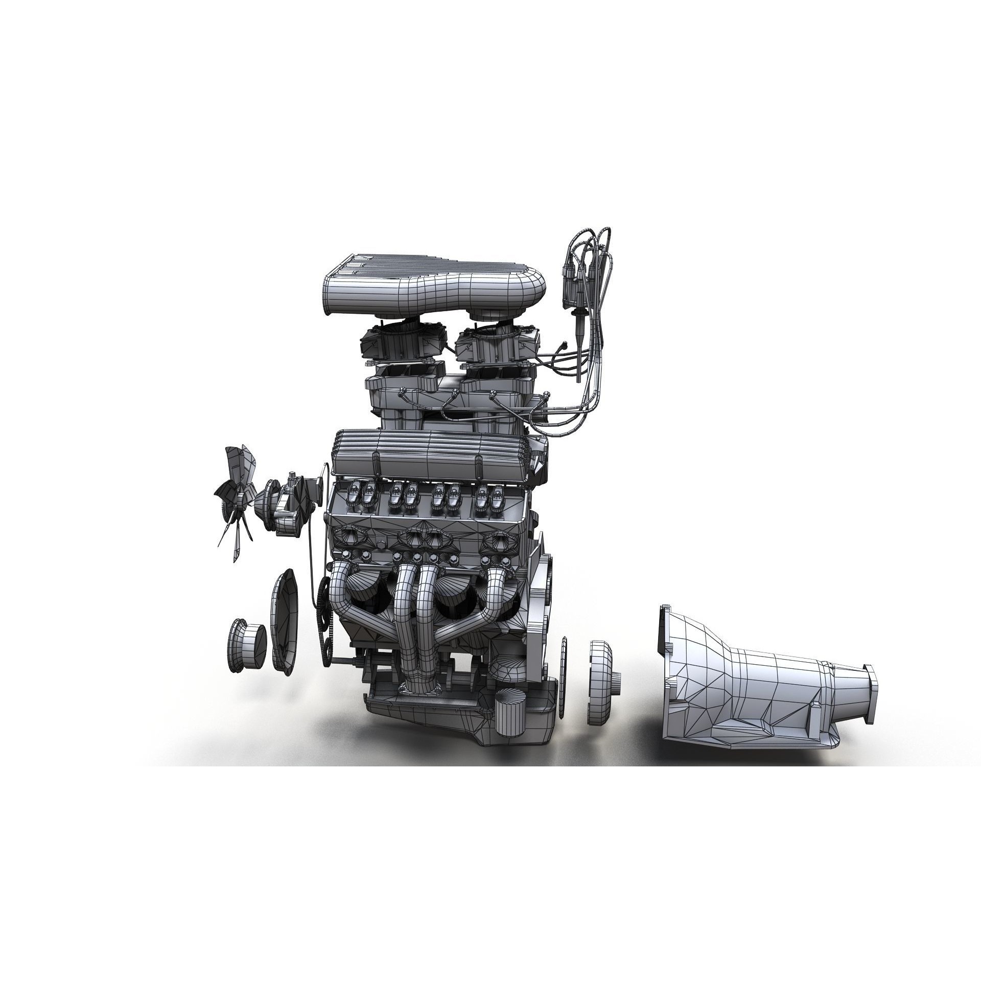 V8 HotRod Engine - Low-Poly Game-Ready 3D Model - View 52