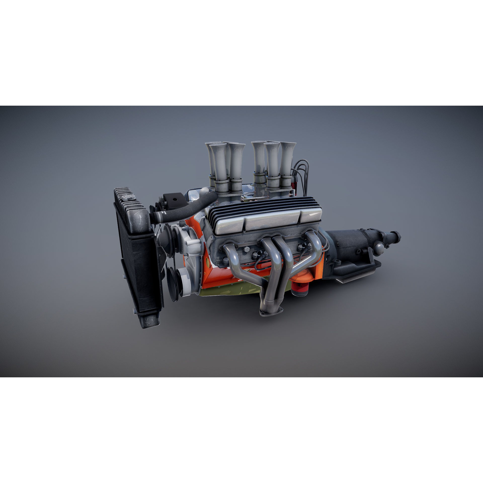 V8 HotRod Engine - Low-Poly Game-Ready 3D Model - View 53