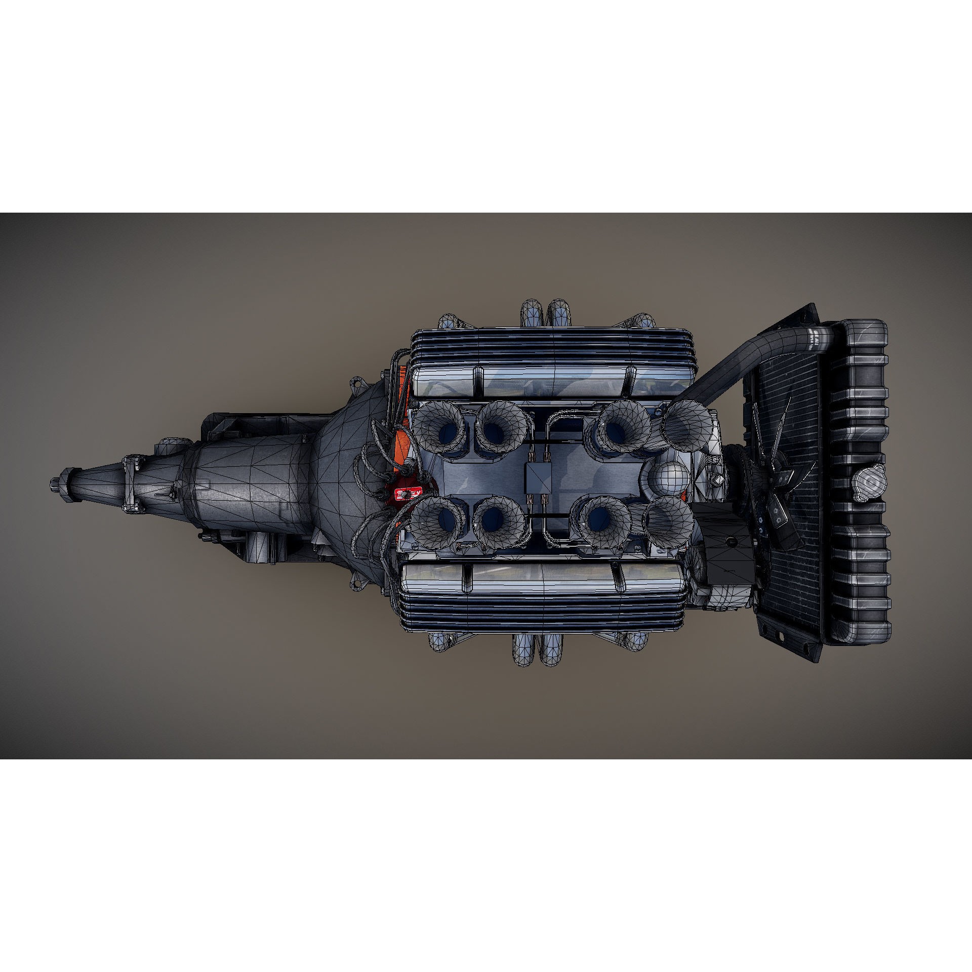 V8 HotRod Engine - Low-Poly Game-Ready 3D Model - View 60