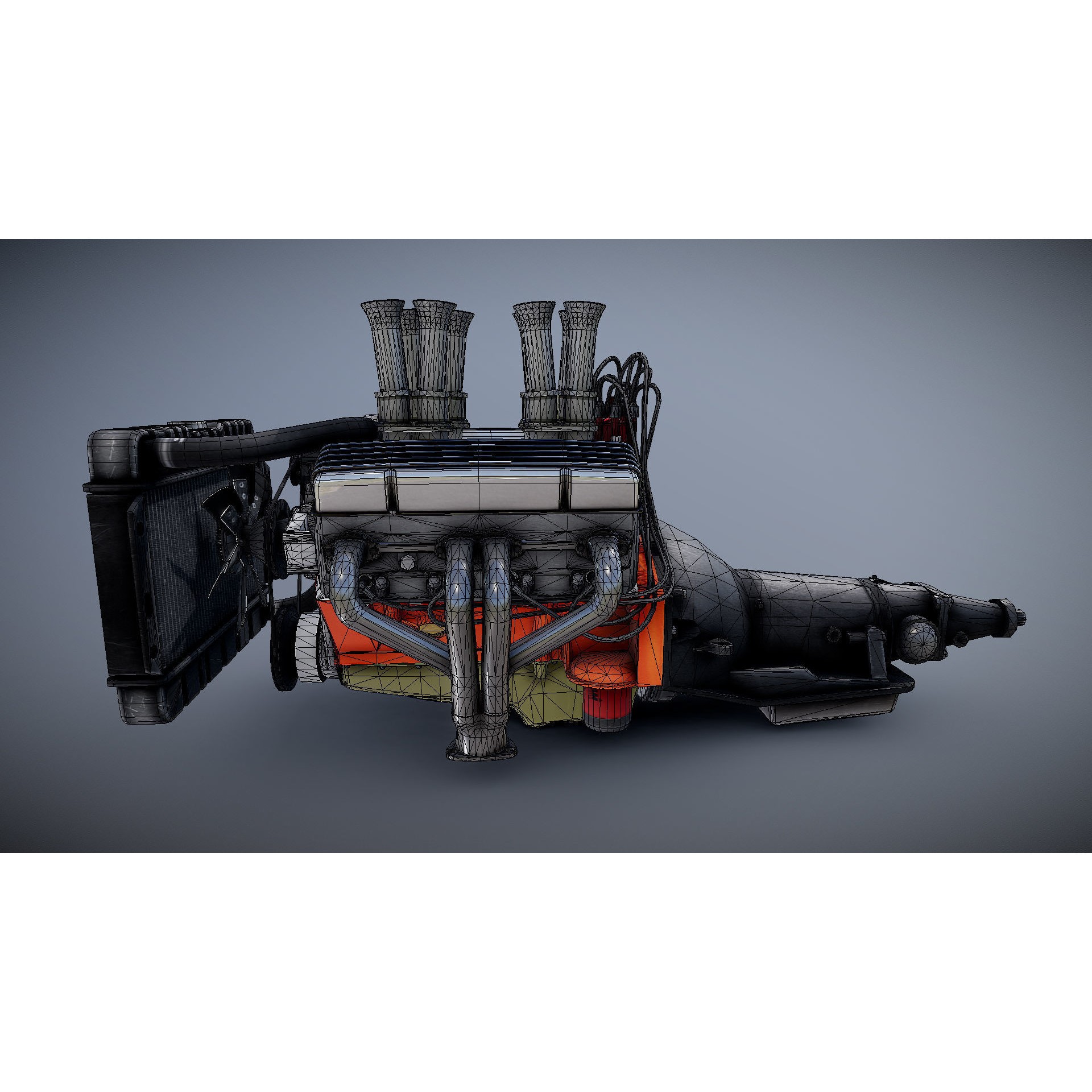 V8 HotRod Engine - Low-Poly Game-Ready 3D Model - View 61