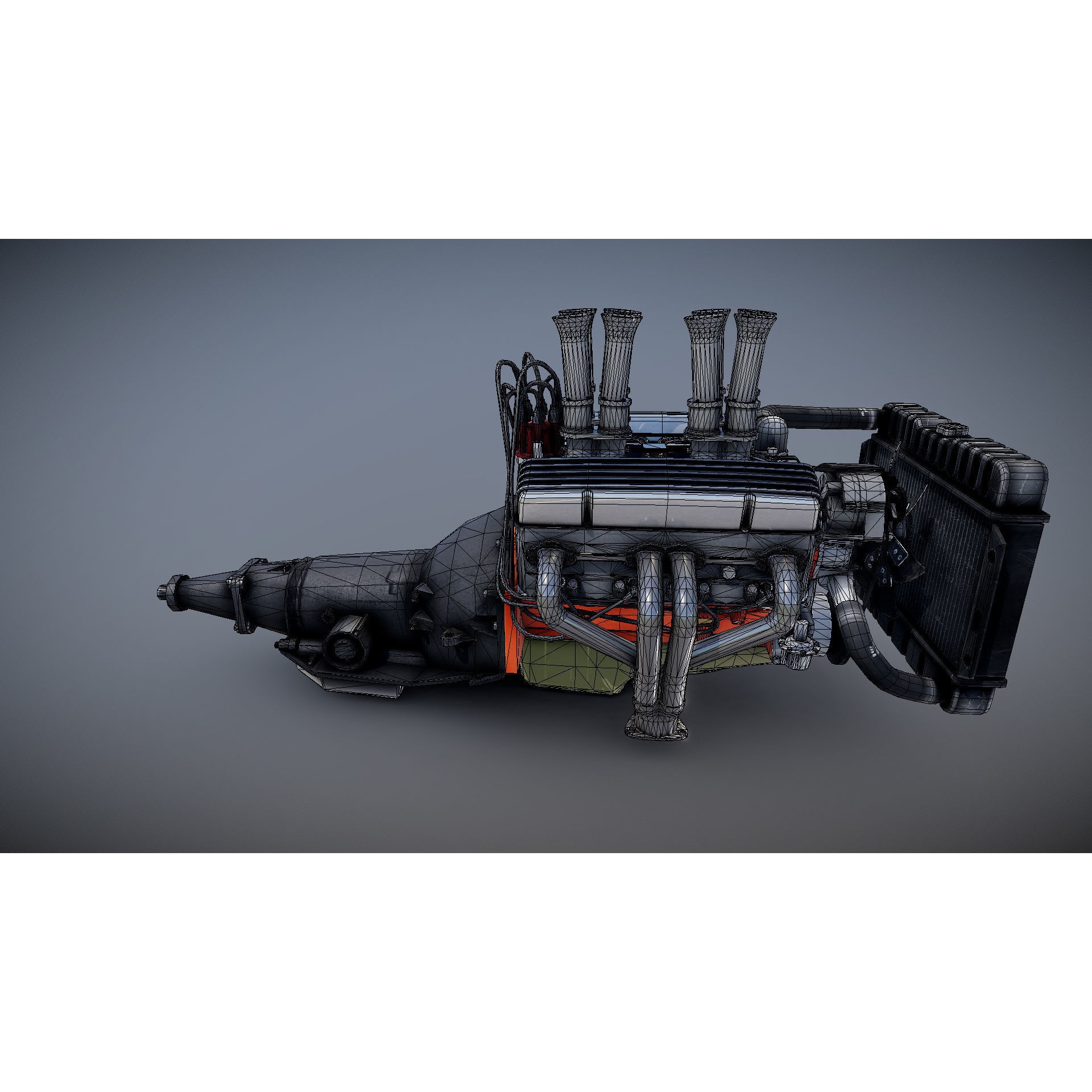 V8 HotRod Engine - Low-Poly Game-Ready 3D Model - View 63