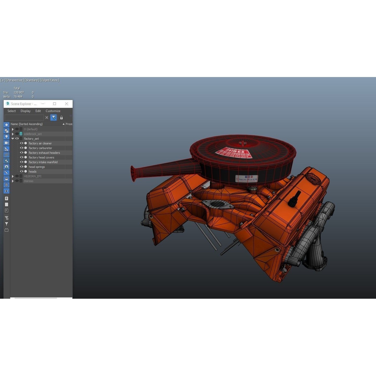 V8 HotRod Engine - Low-Poly Game-Ready 3D Model - View 67