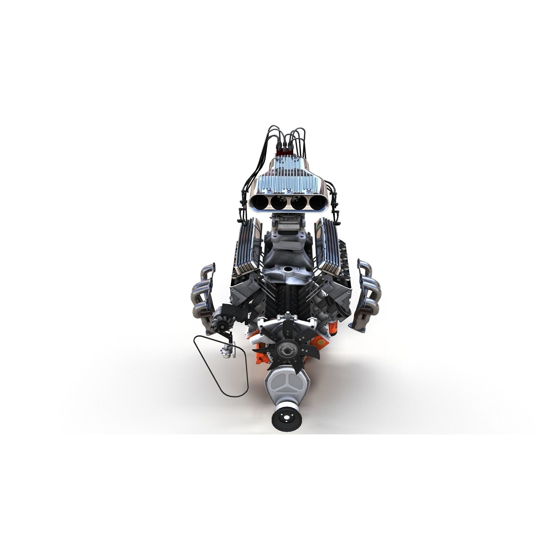 V8 HotRod Engine - Low-Poly Game-Ready 3D Model - View 7