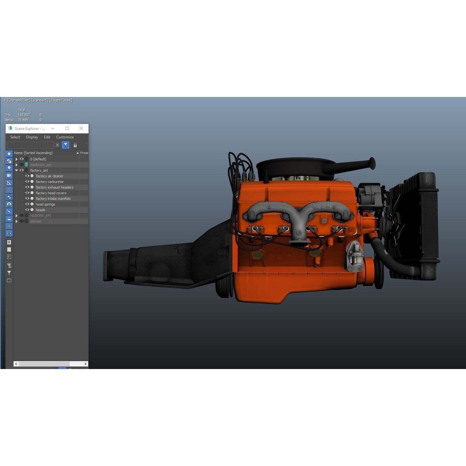 V8 HotRod Engine - Low-Poly Game-Ready 3D Model - View 70