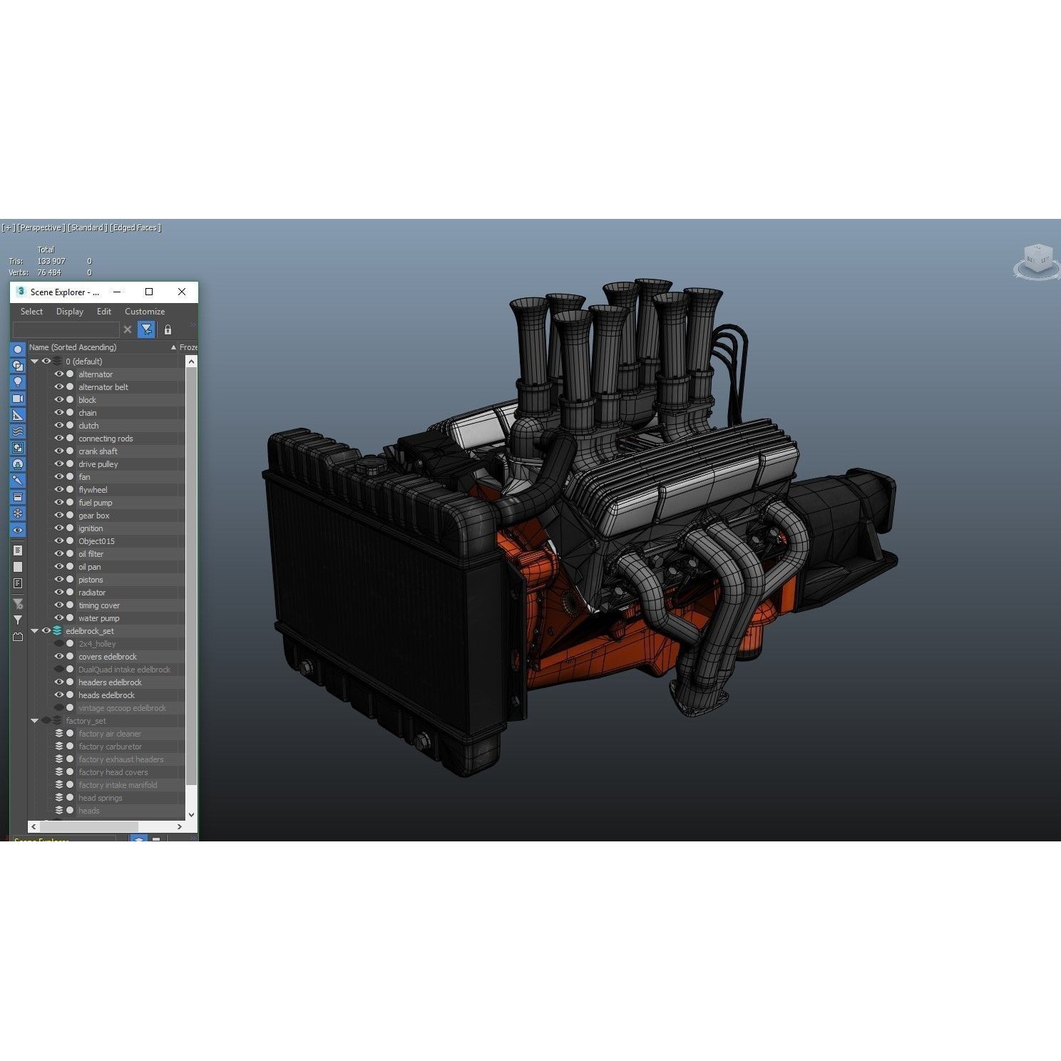 V8 HotRod Engine - Low-Poly Game-Ready 3D Model - View 71